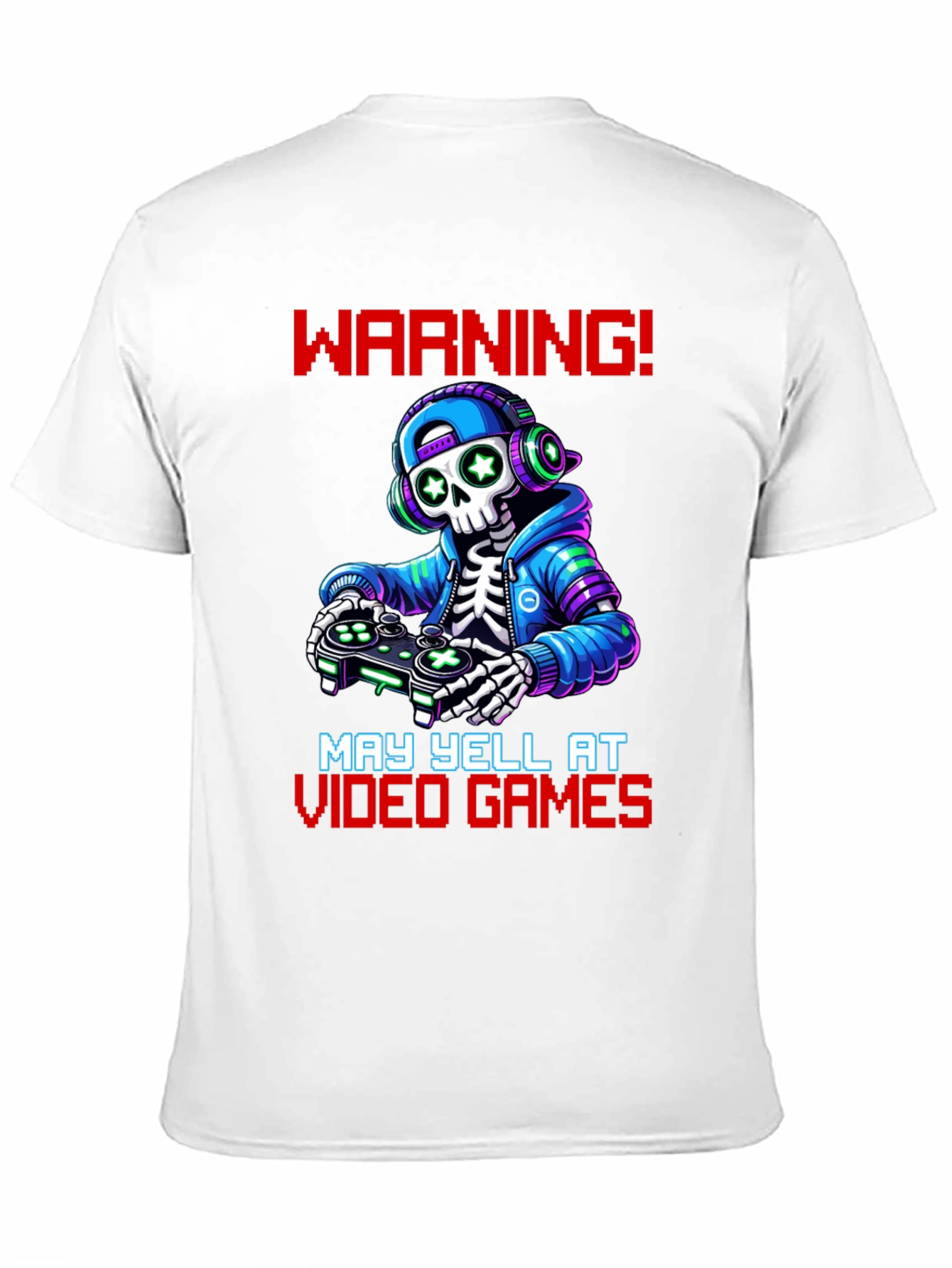 Black Gamer Skeleton T-Shirt - Warning May Yell! view 11
