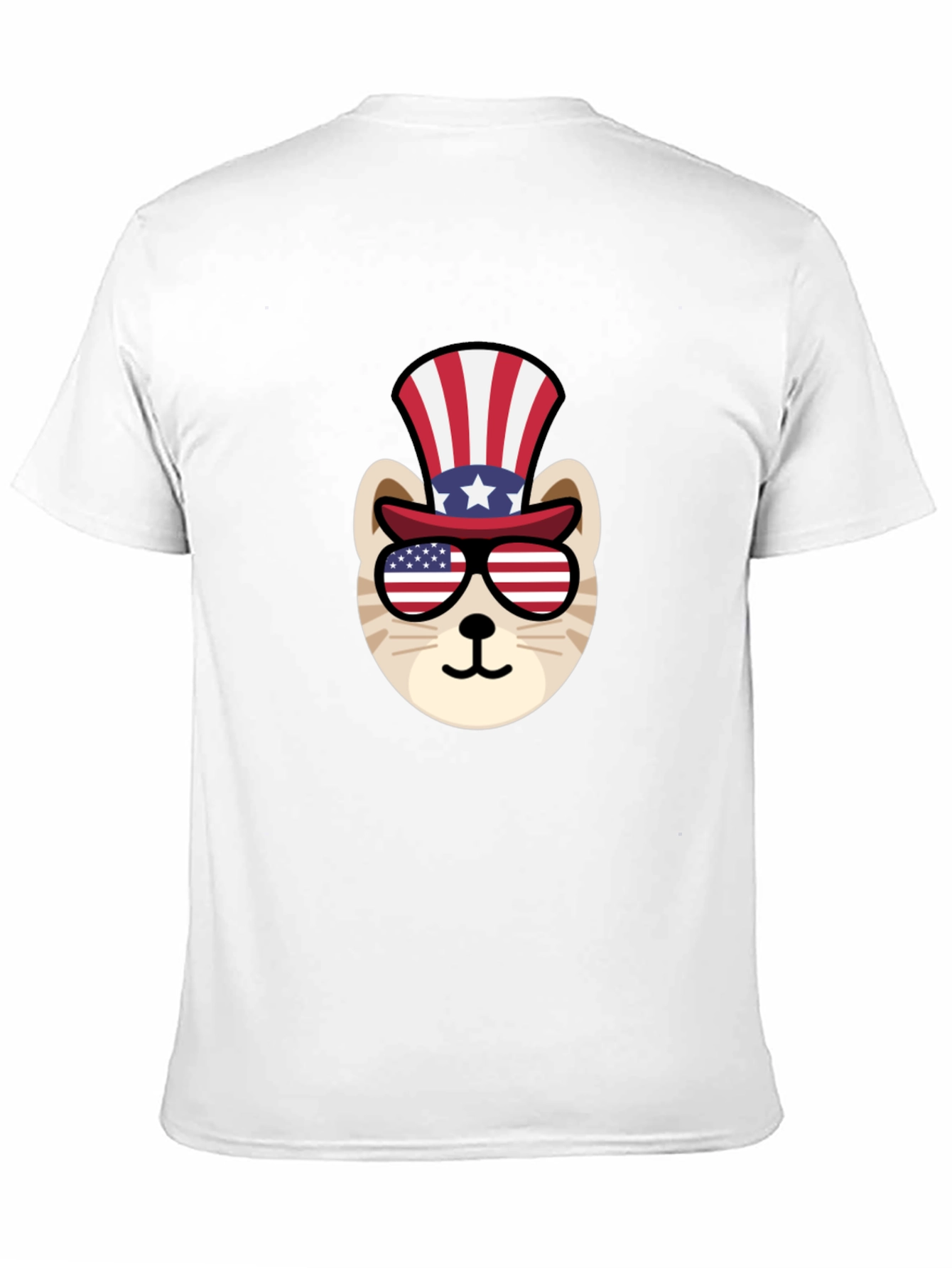 Black Patriotic Cat T-Shirt: American Flag Top Hat & Glasses view 11