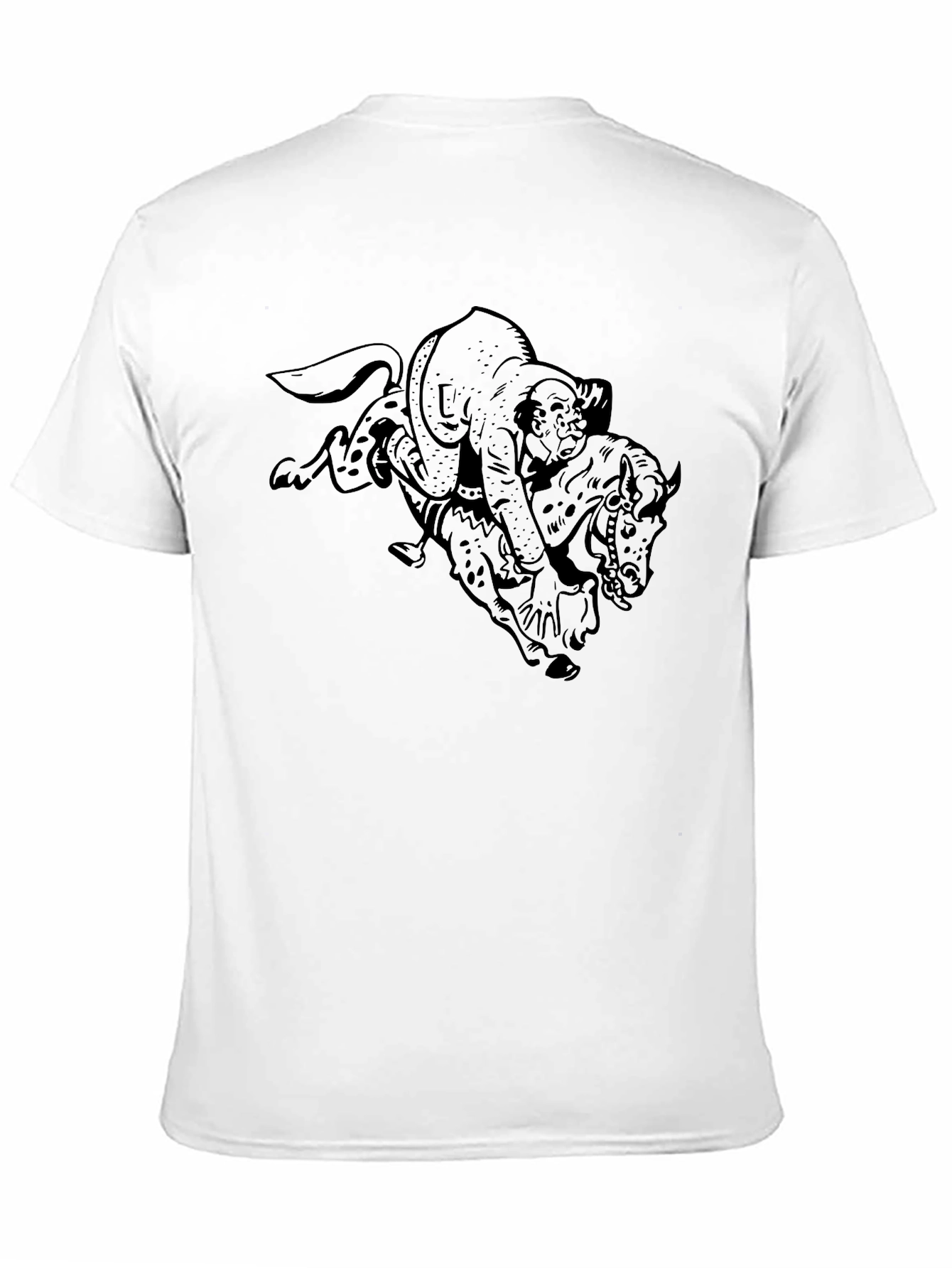 Black Black Graphic Tee - Man Riding Animal Design view 11