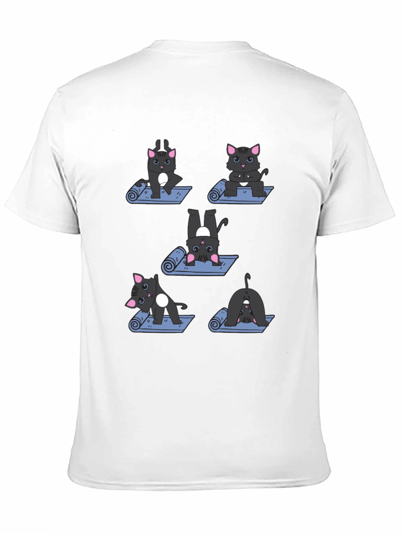 Black Yoga Cat T-Shirt - Funny Cartoon Tee view 11
