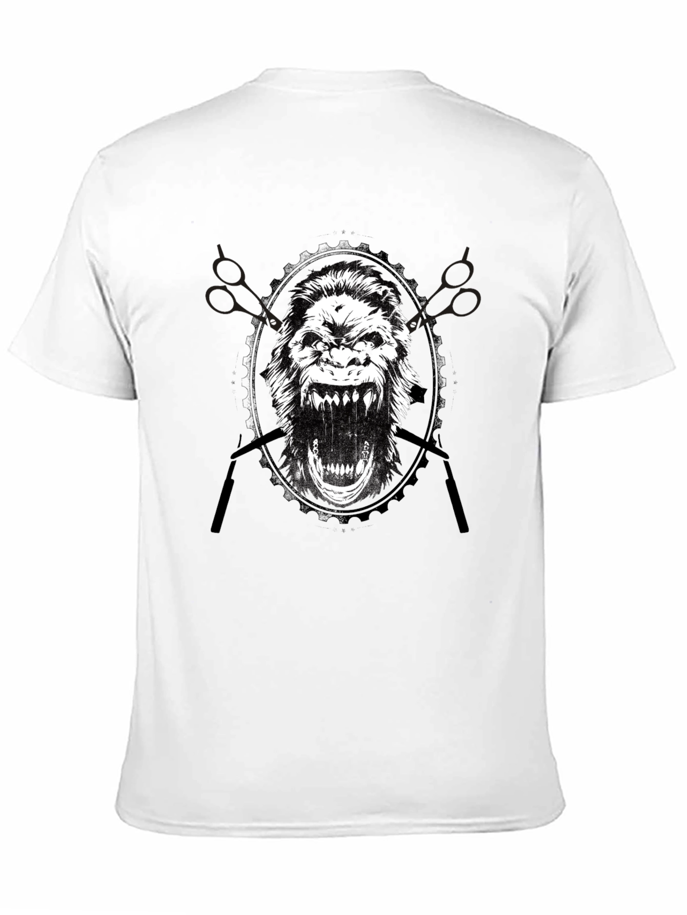 Black Gorilla Barber Graphic Tee - Black Cotton T-Shirt view 11