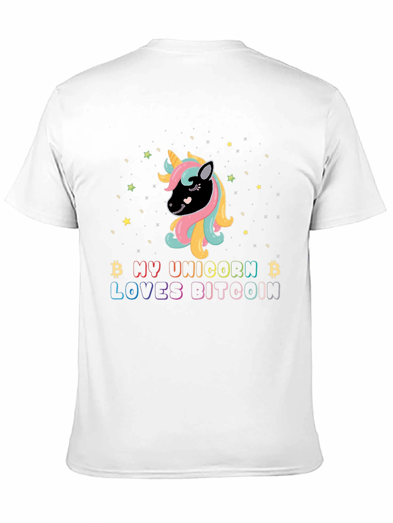 Black My Unicorn Loves Bitcoin Graphic T-Shirt view 11