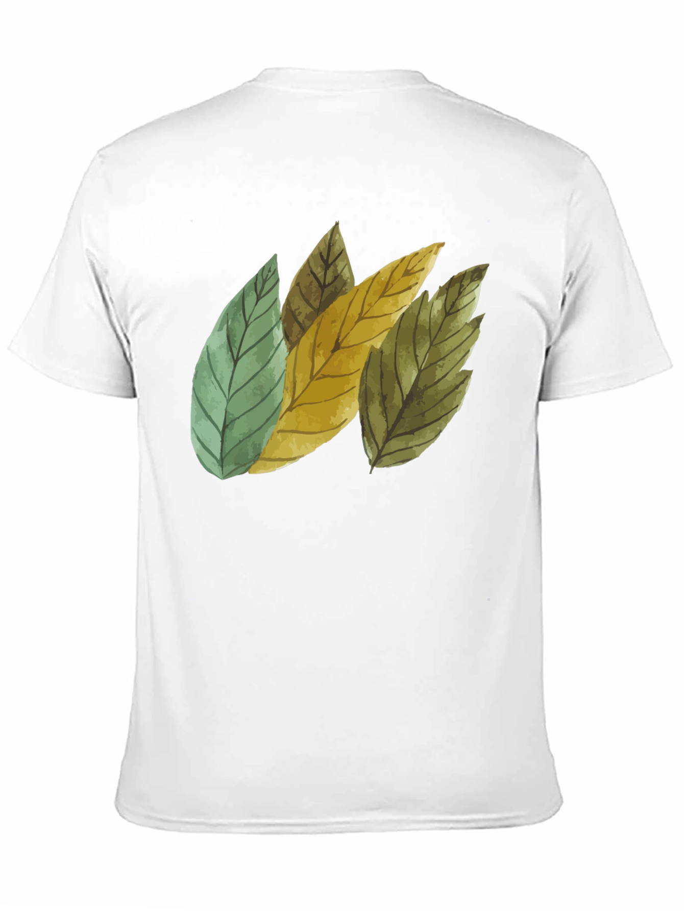 Black Leaf Design Black Cotton T-Shirt view 11