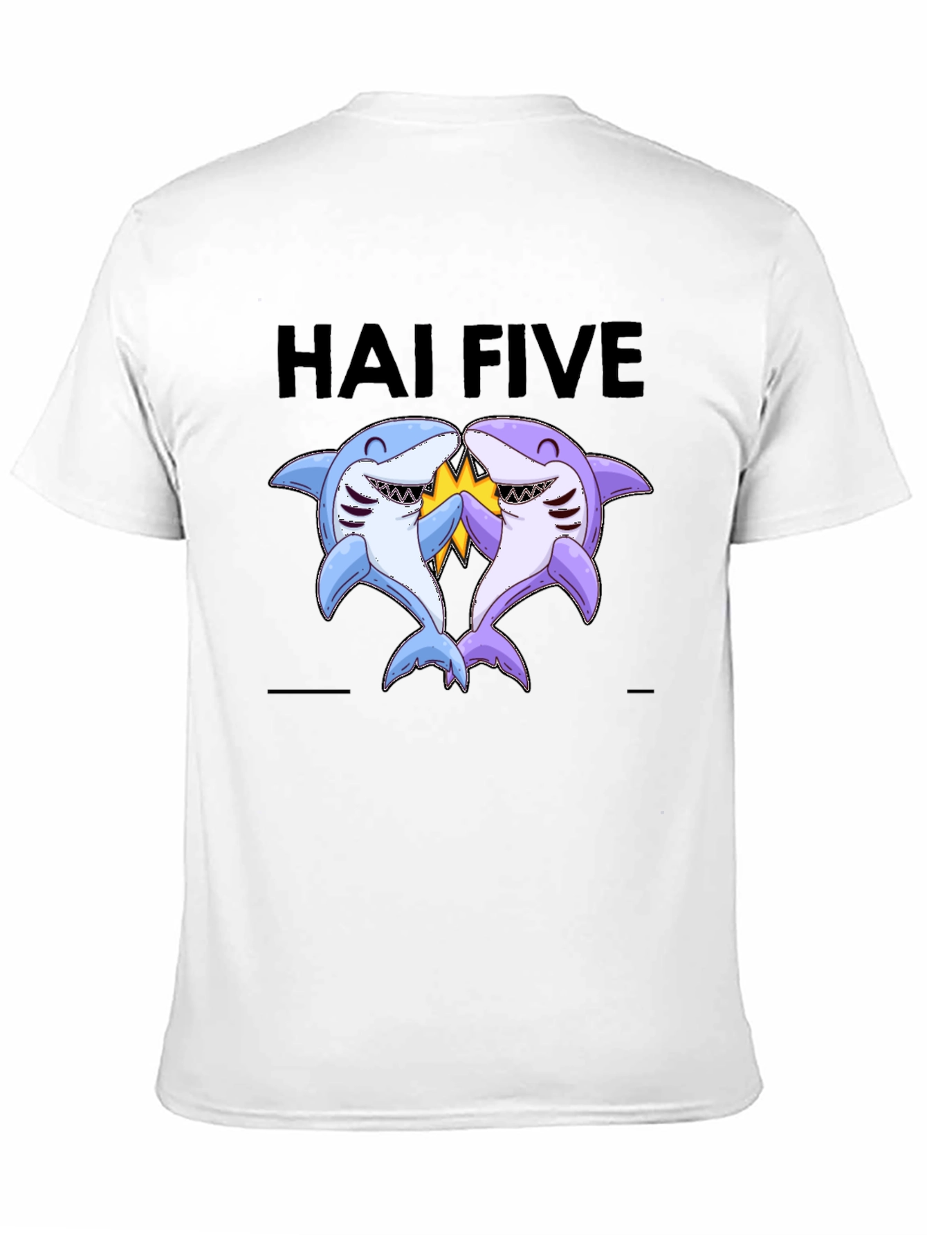 Black Hai Five T-Shirt - Funny Shark High Five Tee view 11