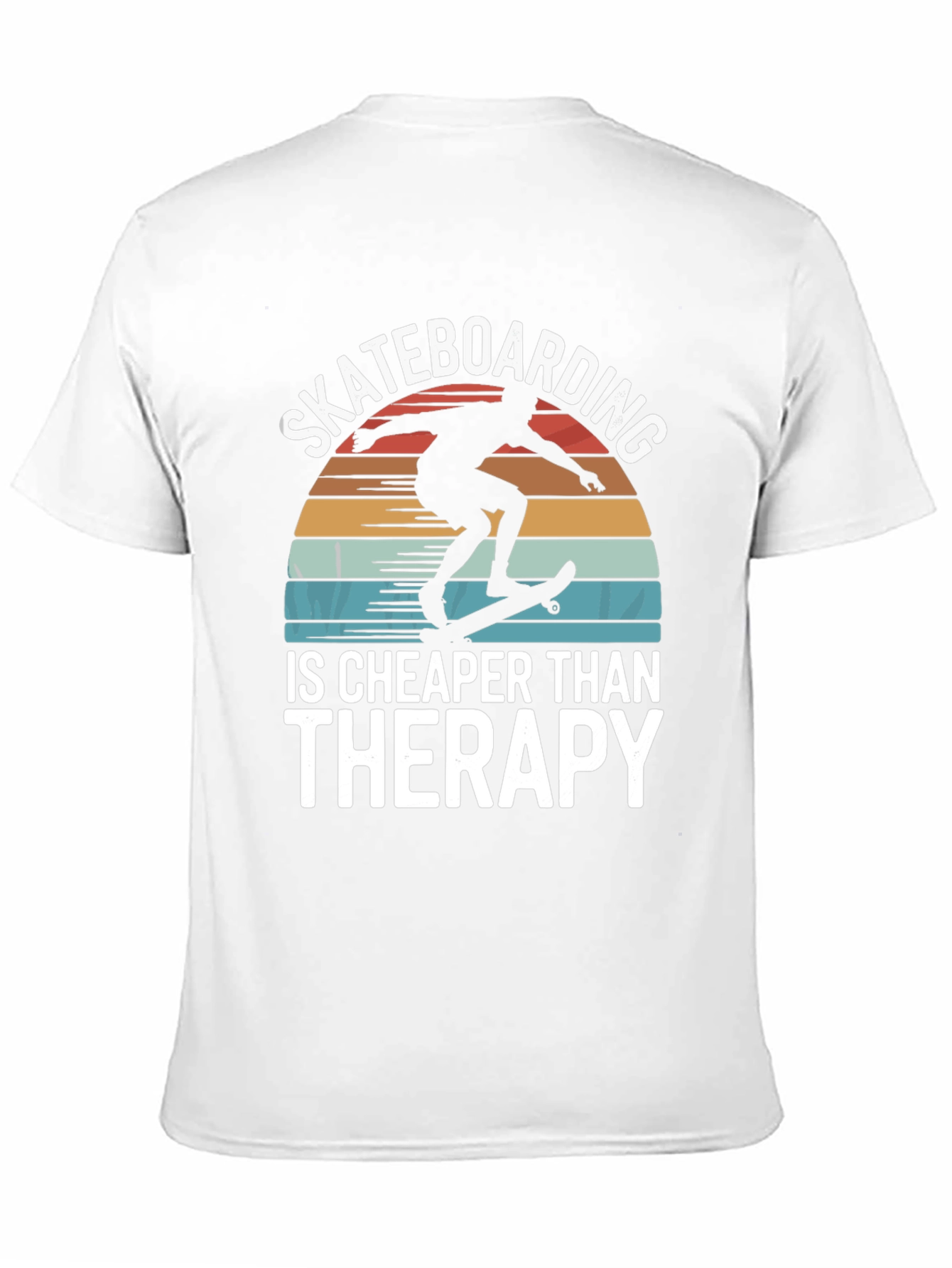 Black Skateboarding is Cheaper Than Therapy Graphic Tee view 11