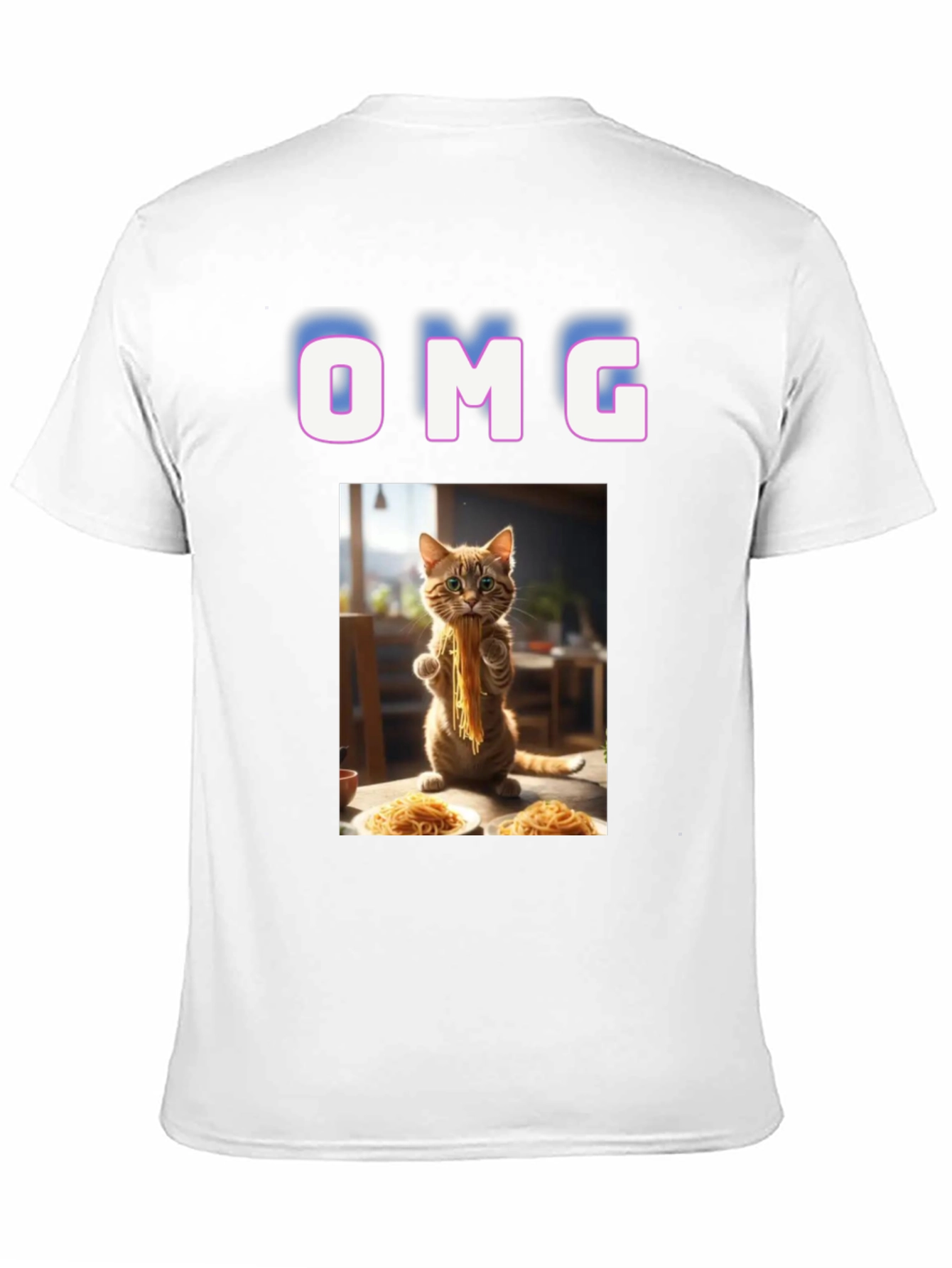 Black OMG Cat Eating Spaghetti Graphic T-Shirt view 11