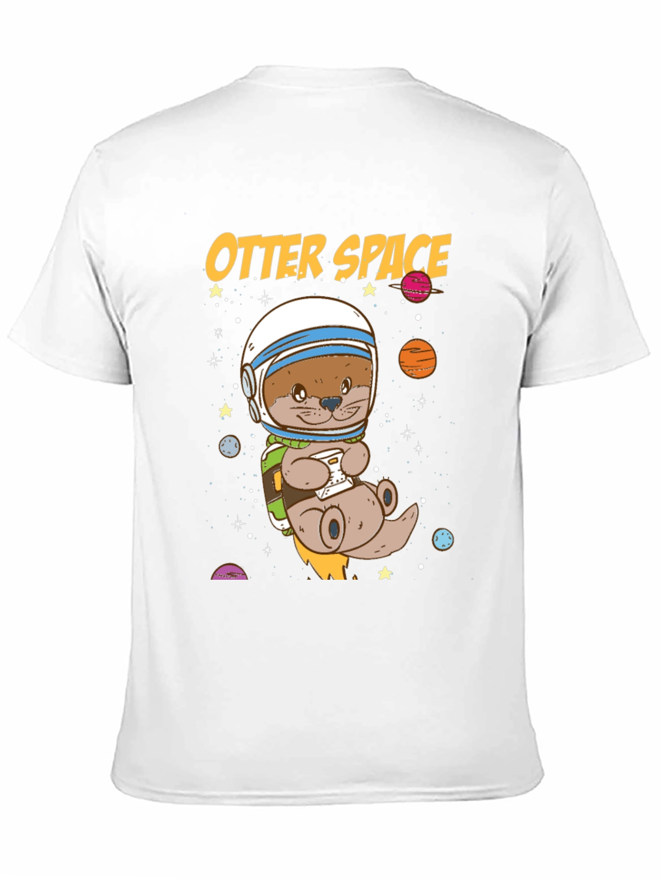 Black Otter Space Graphic T-Shirt - Astronaut Animal Tee view 11