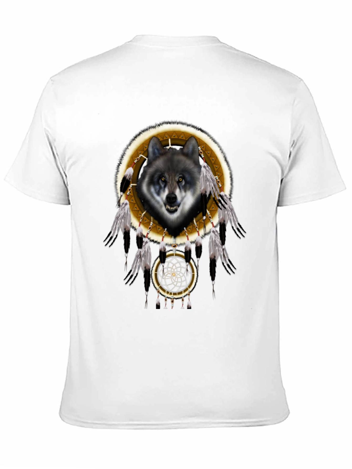Black Wolf Dreamcatcher Graphic T-Shirt - Native American Inspired view 11
