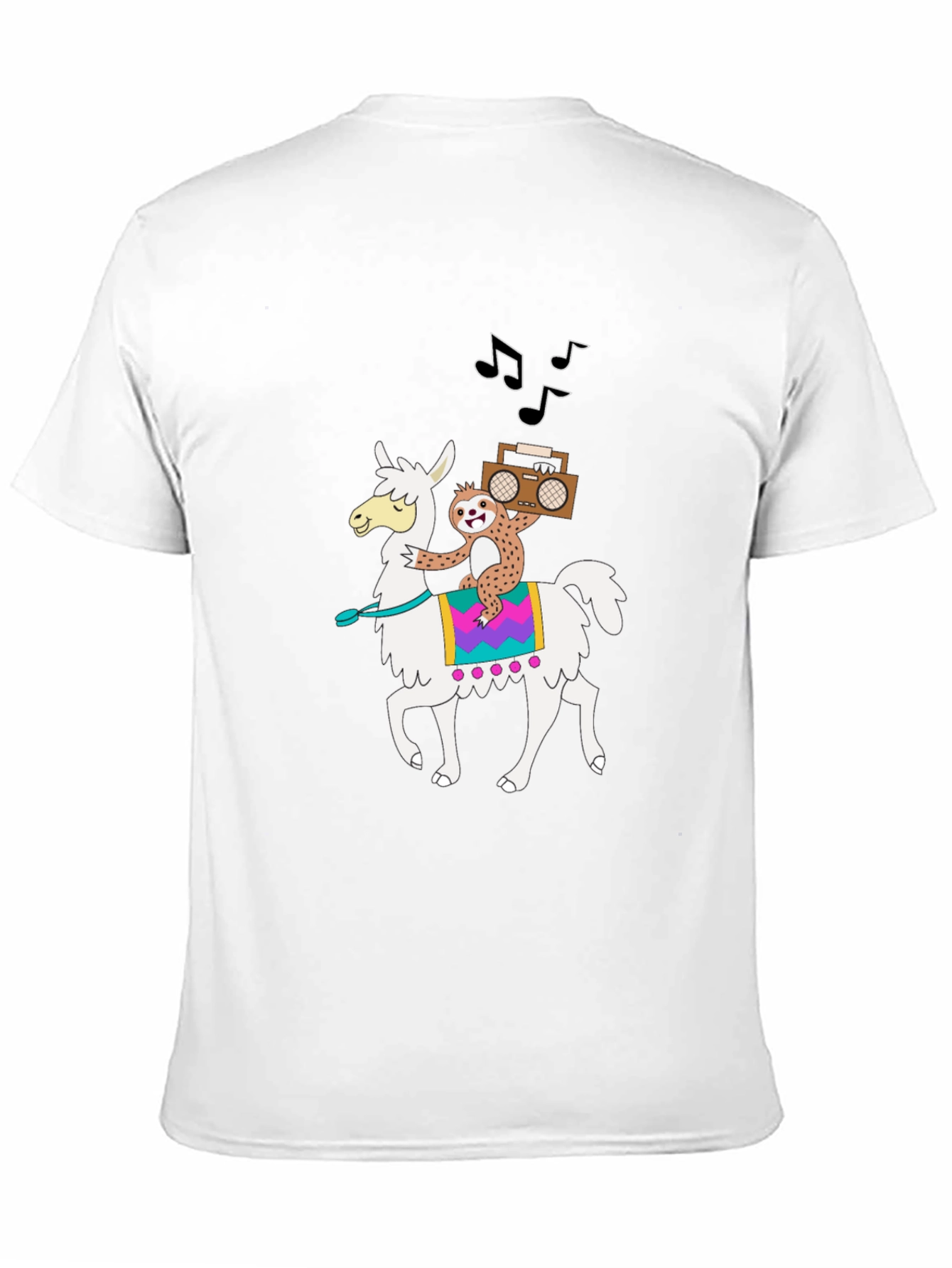 Black Llama & Sloth T-Shirt - Cute Cartoon Graphic Tee view 11