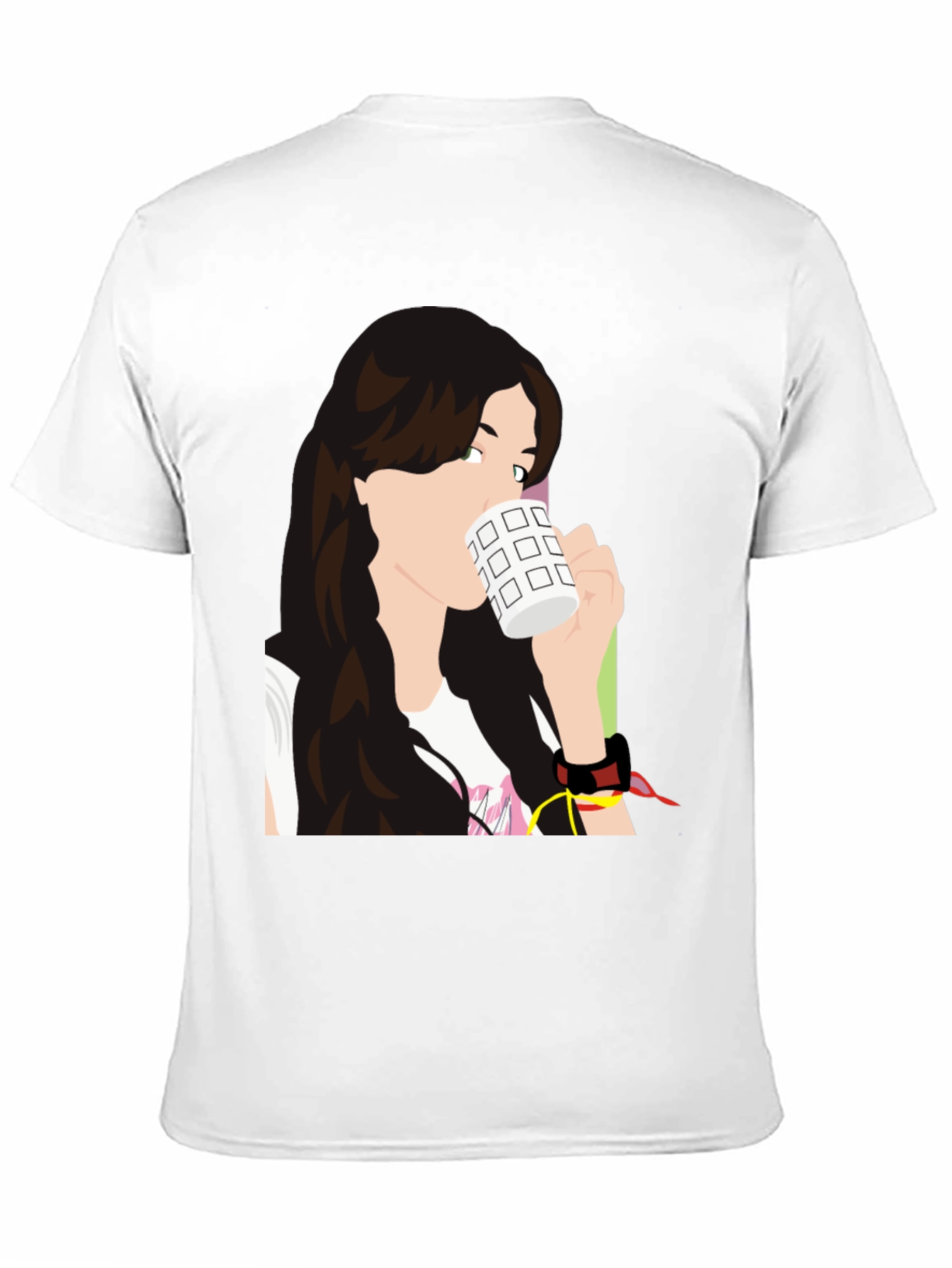 Black Stylish Woman Drinking Coffee Graphic T-Shirt view 11