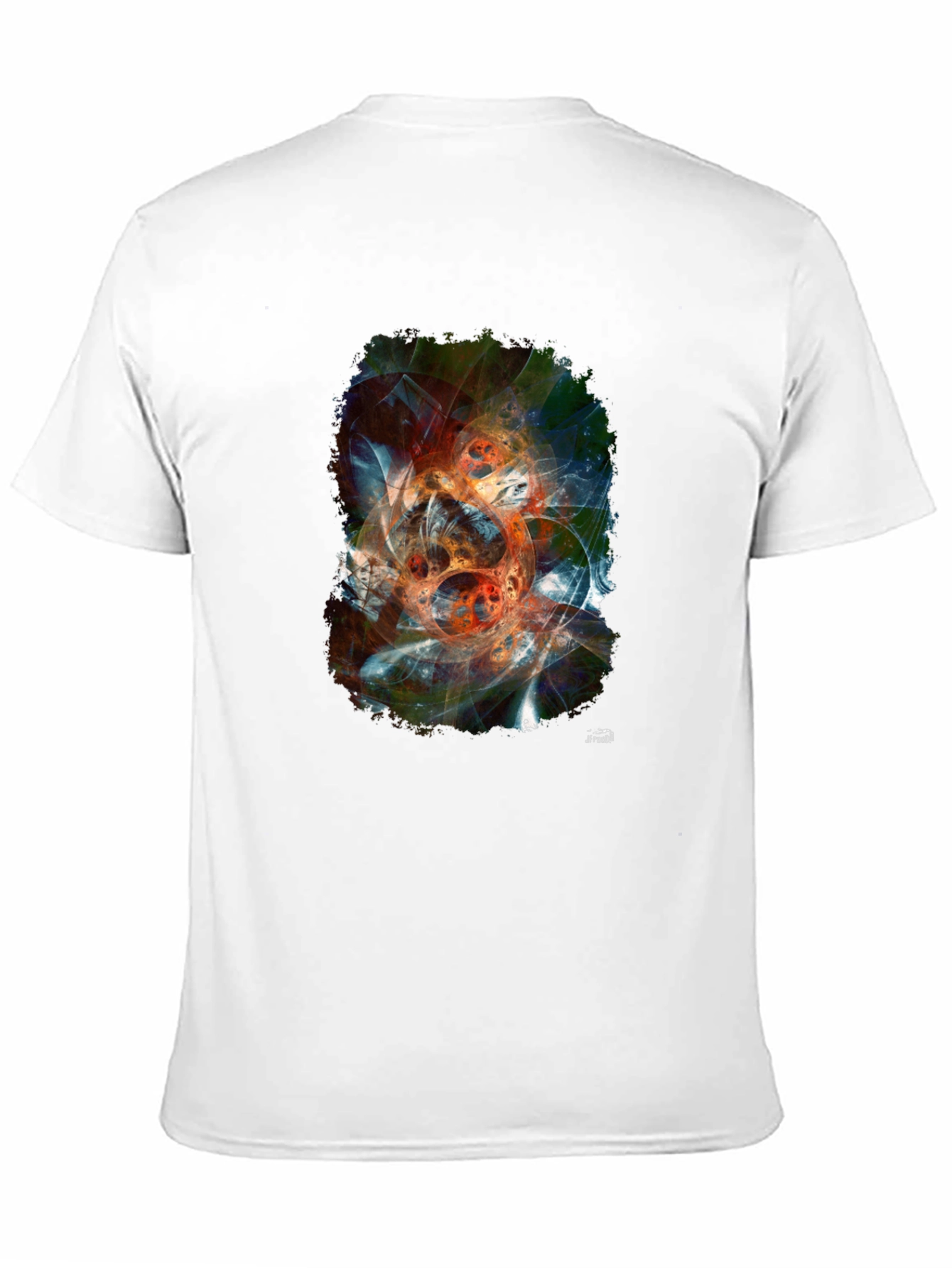 Abstract Fractal Graphic Print Black T-Shirt - 11