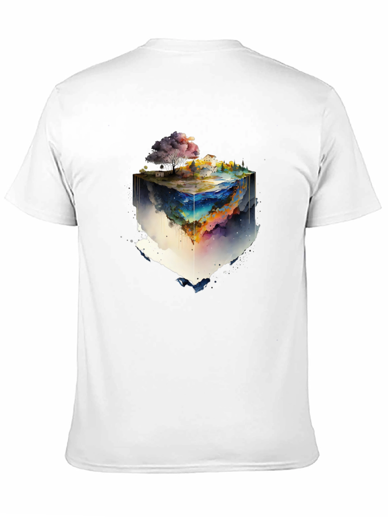 Black Watercolor World Cube Graphic Tee view 11