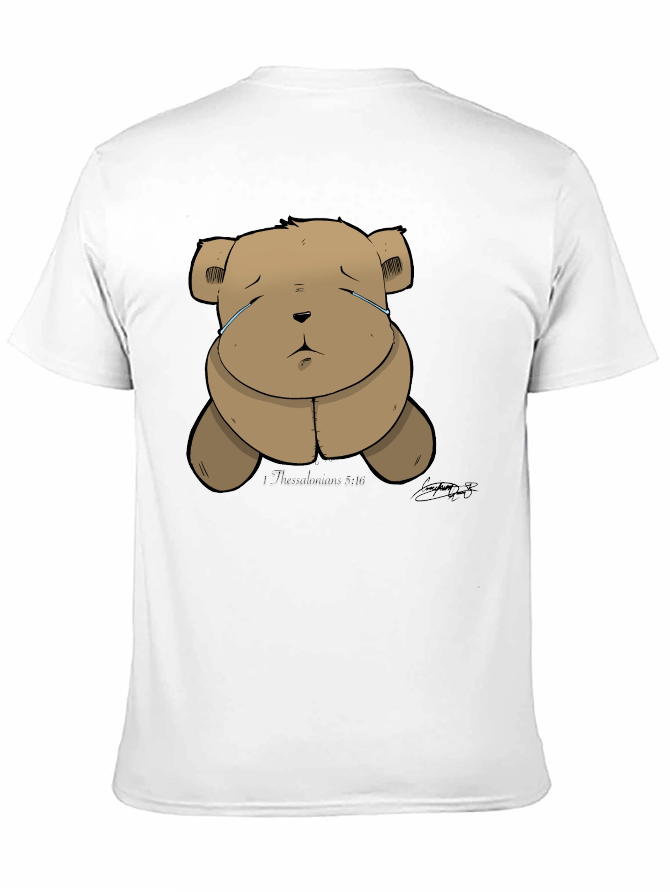Black Sad Teddy Bear Graphic Black T-Shirt view 11