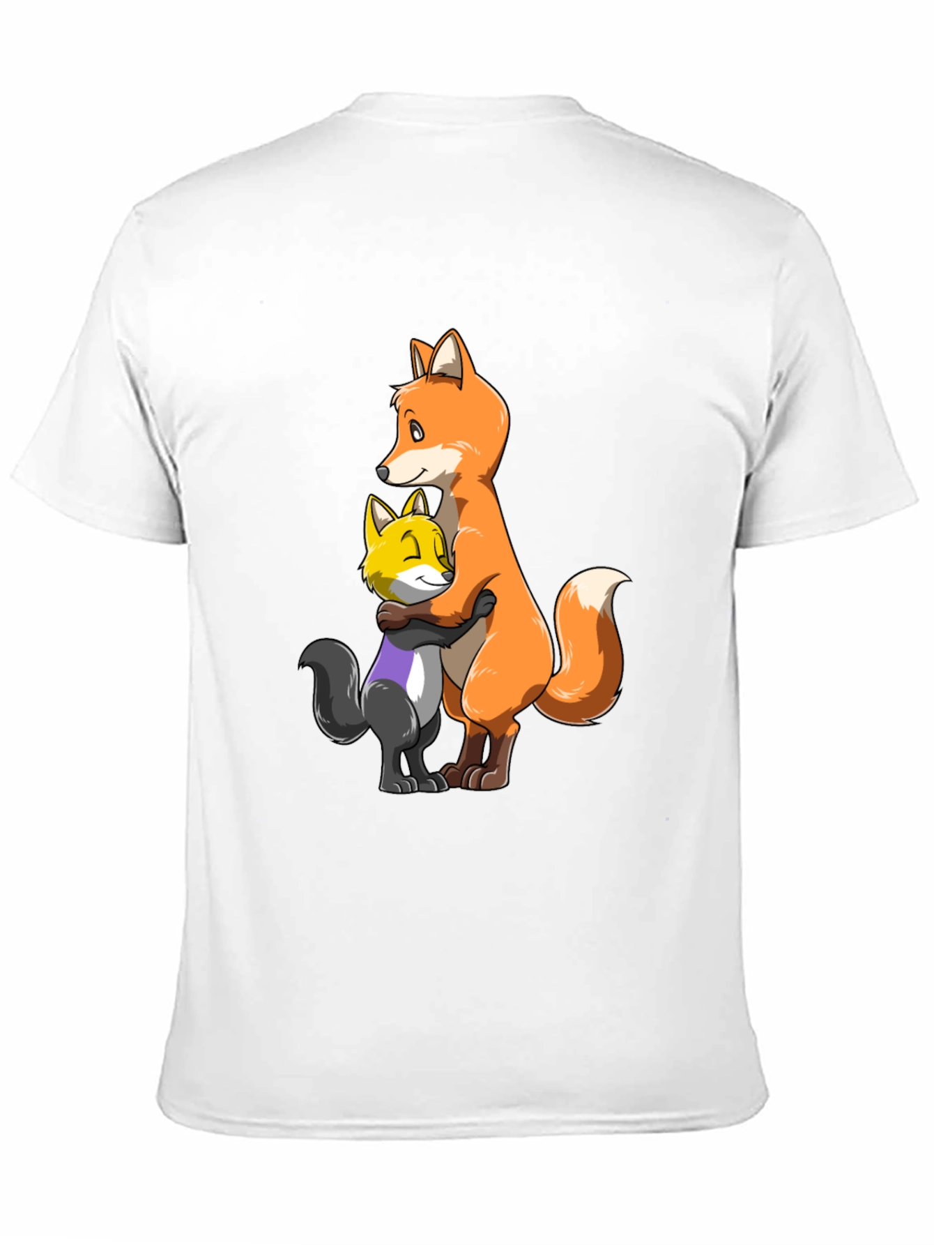 Black Fox Hug T-Shirt - Cute Cartoon Animal Graphic Tee view 11