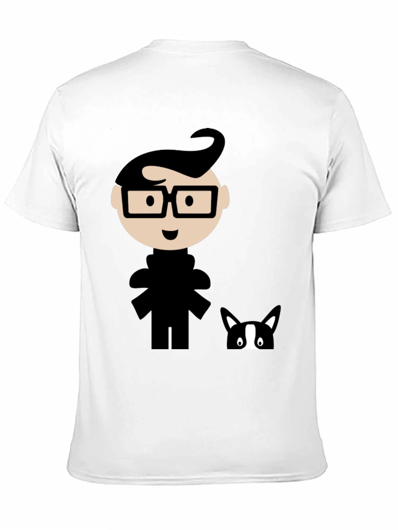 Black Geeky Cartoon Graphic T-Shirt - Black view 11
