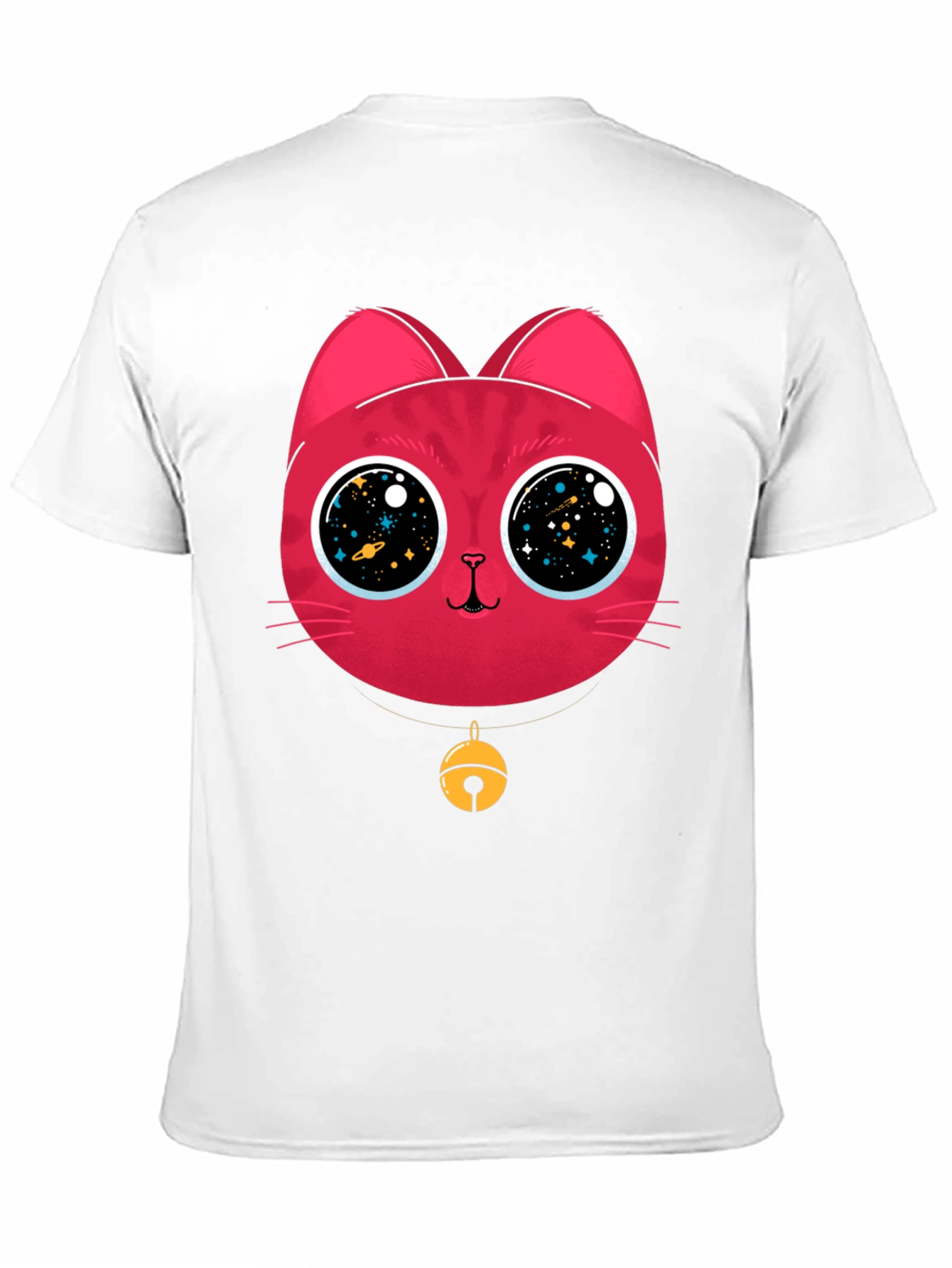 Black Cosmic Cat Tee - Galaxy Eyes Graphic T-Shirt view 11