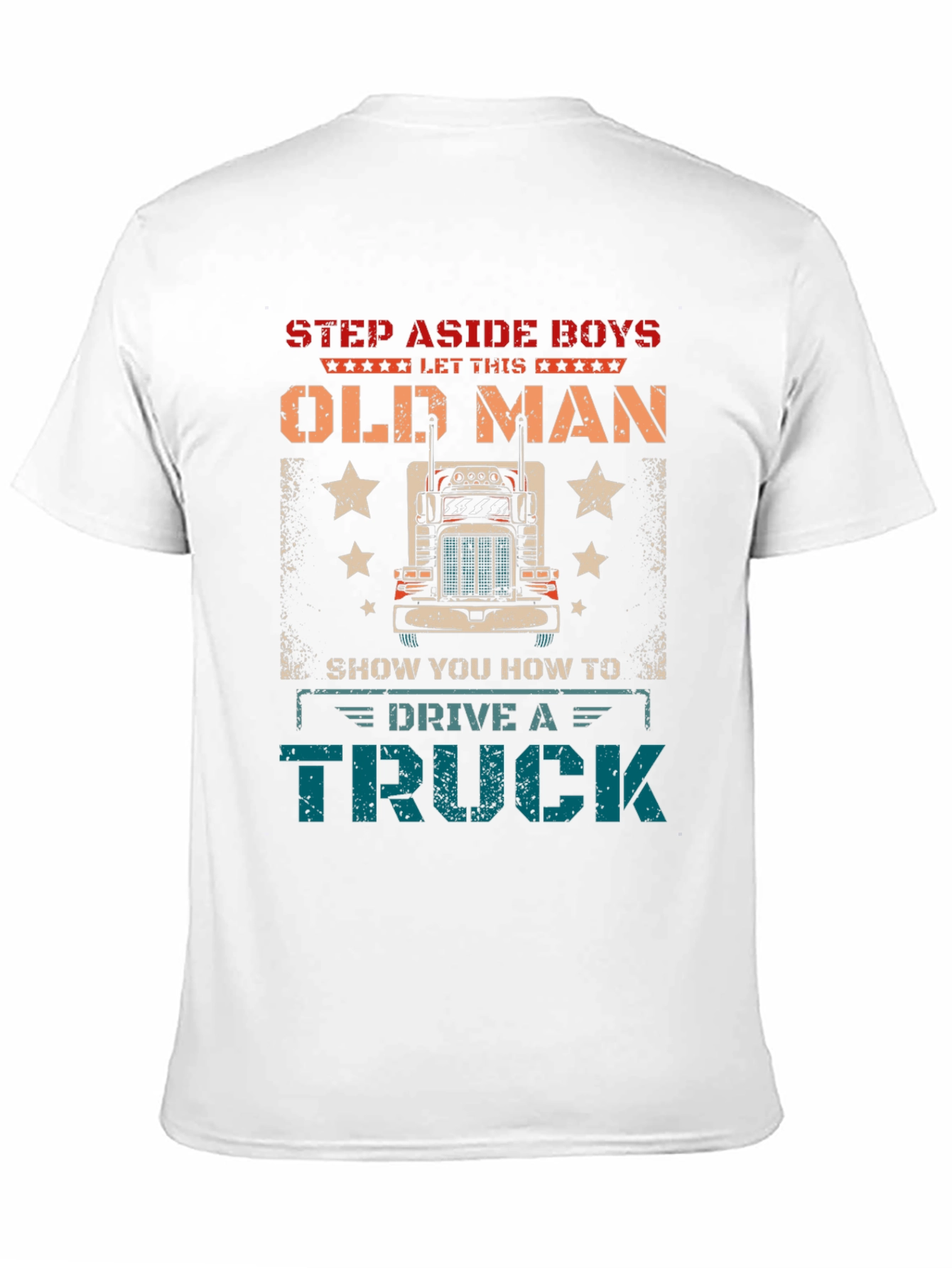 Black Step Aside Old Man Trucker T-Shirt view 11