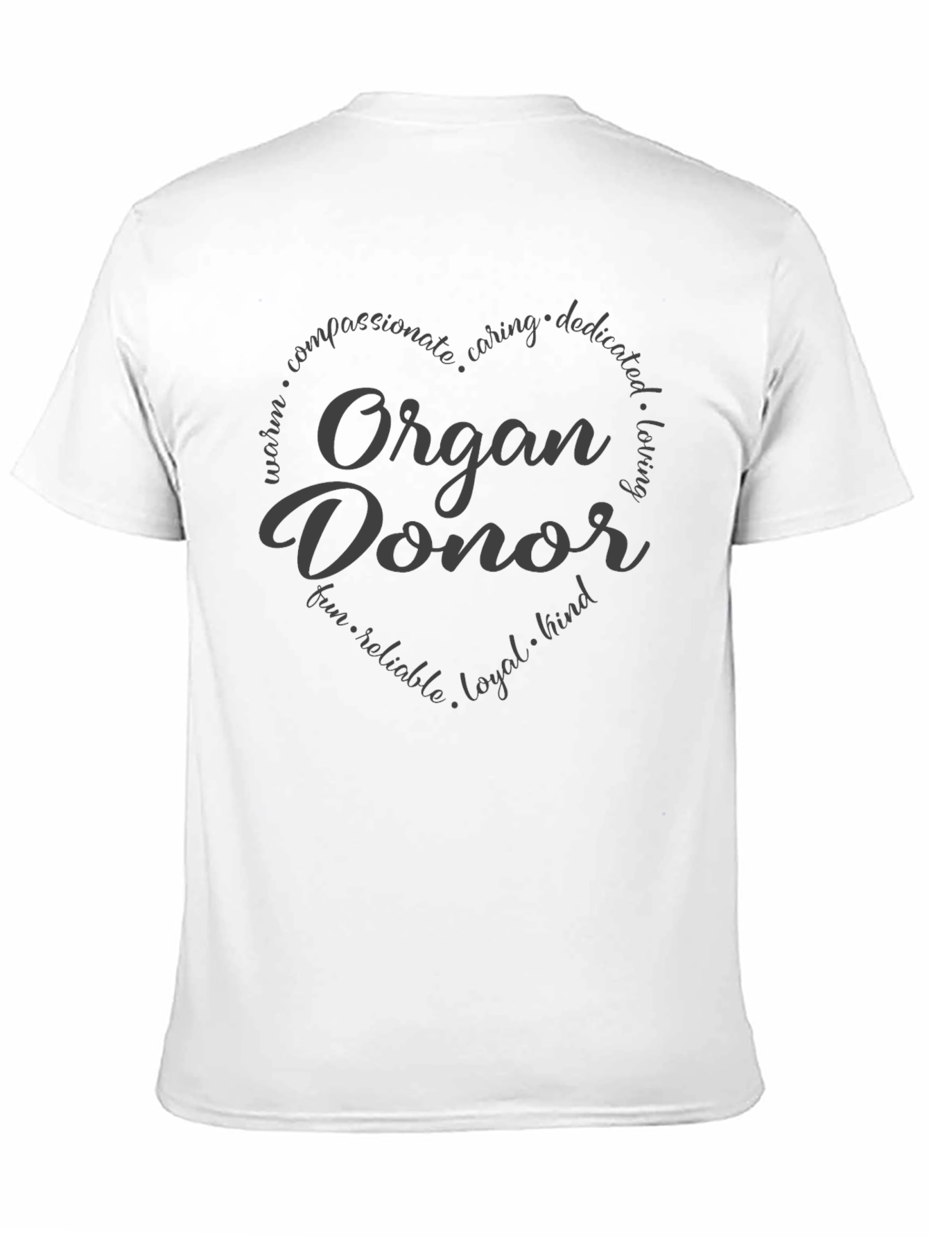 Black Organ Donor Heart T-Shirt - Black view 11