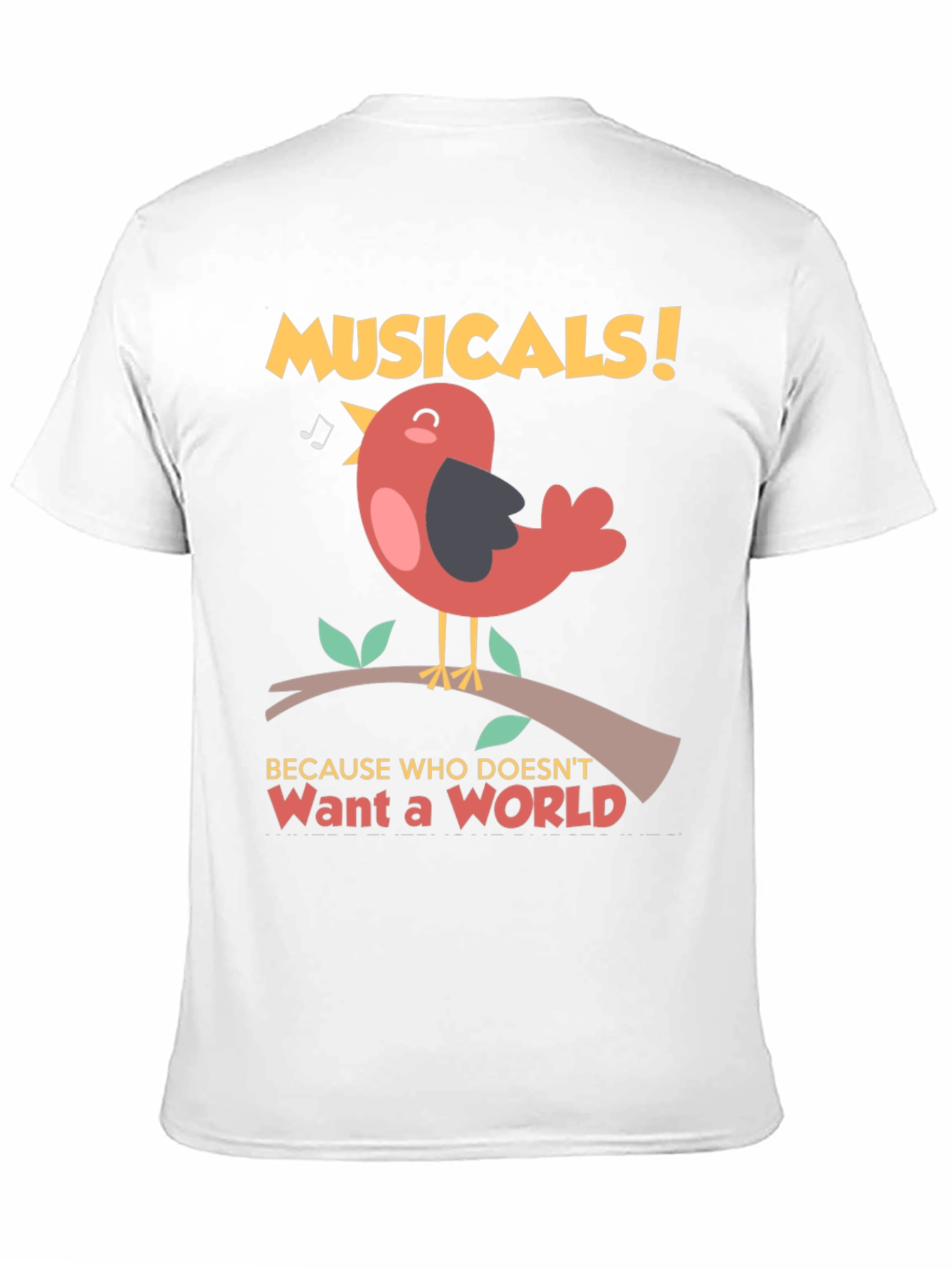 Black Musical Bird T-Shirt -  'Want a World' Tee view 11