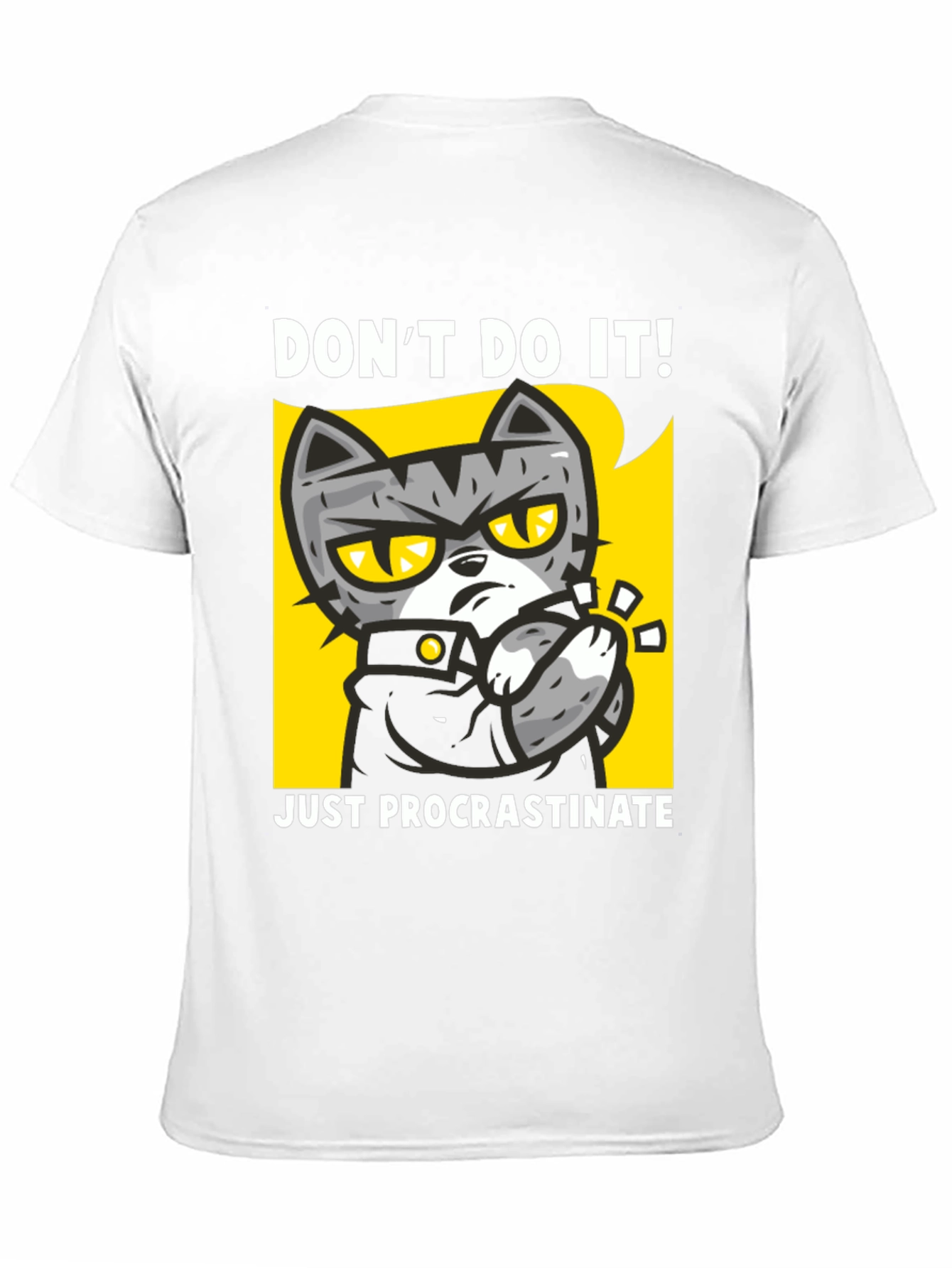 Black Funny Procrastinate Cat Graphic Black T-Shirt view 11