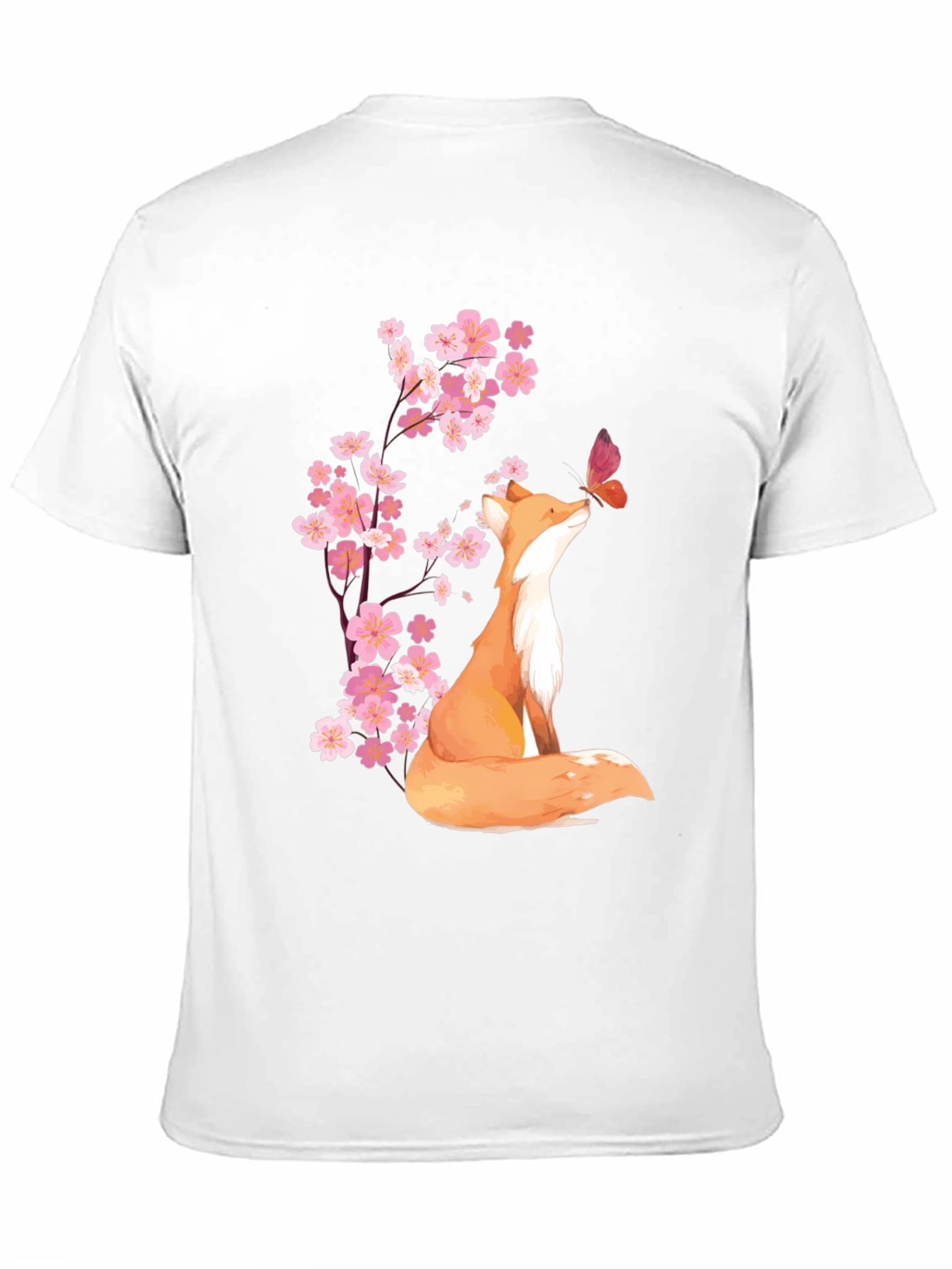 Black Fox & Cherry Blossom Graphic Tee - Soft Cotton Blend view 11