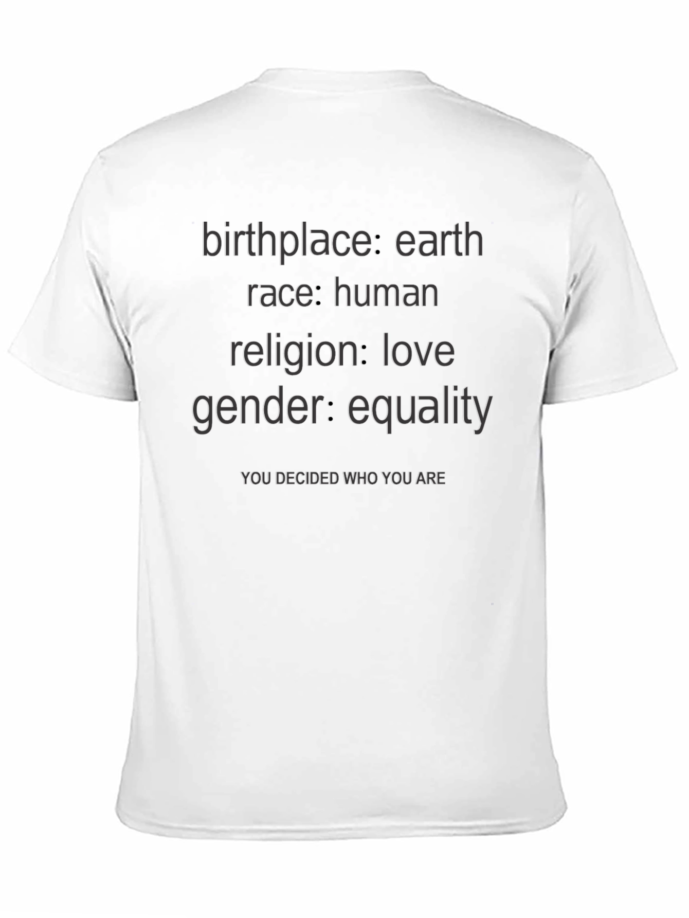 Black Equality T-Shirt: Birthplace Earth, Race Human, Love Religion view 11