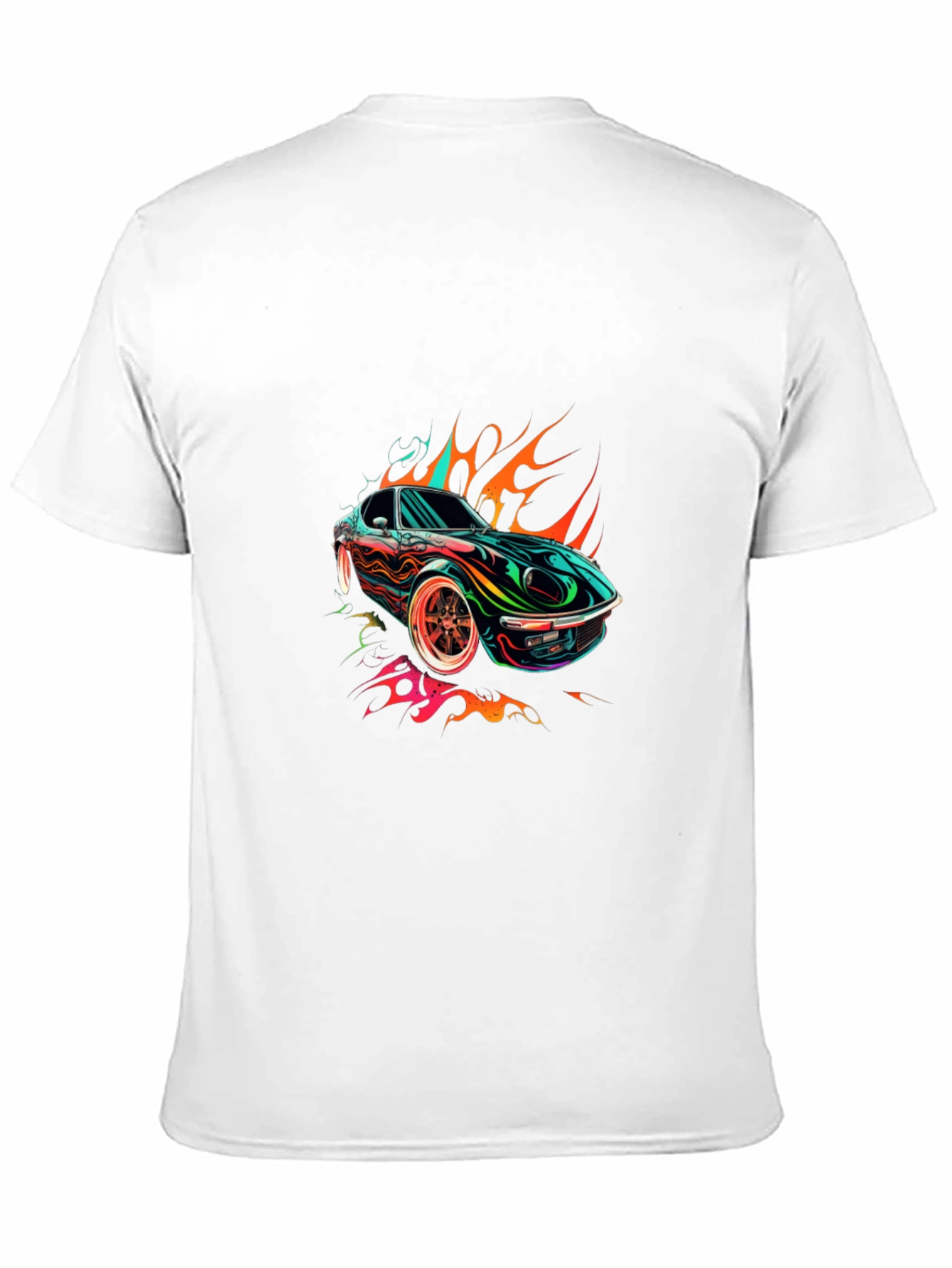 Black Flaming Car Graphic Tee - Stylish Cotton Blend view 11