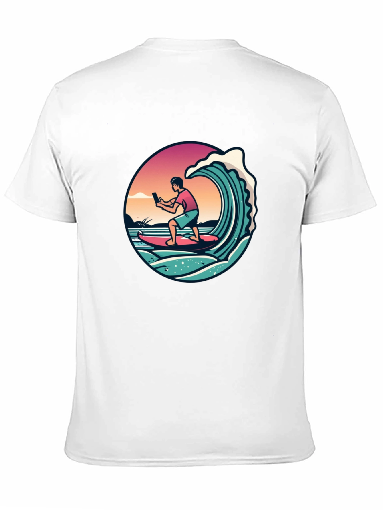 Surfing Selfie Black T-Shirt - 11