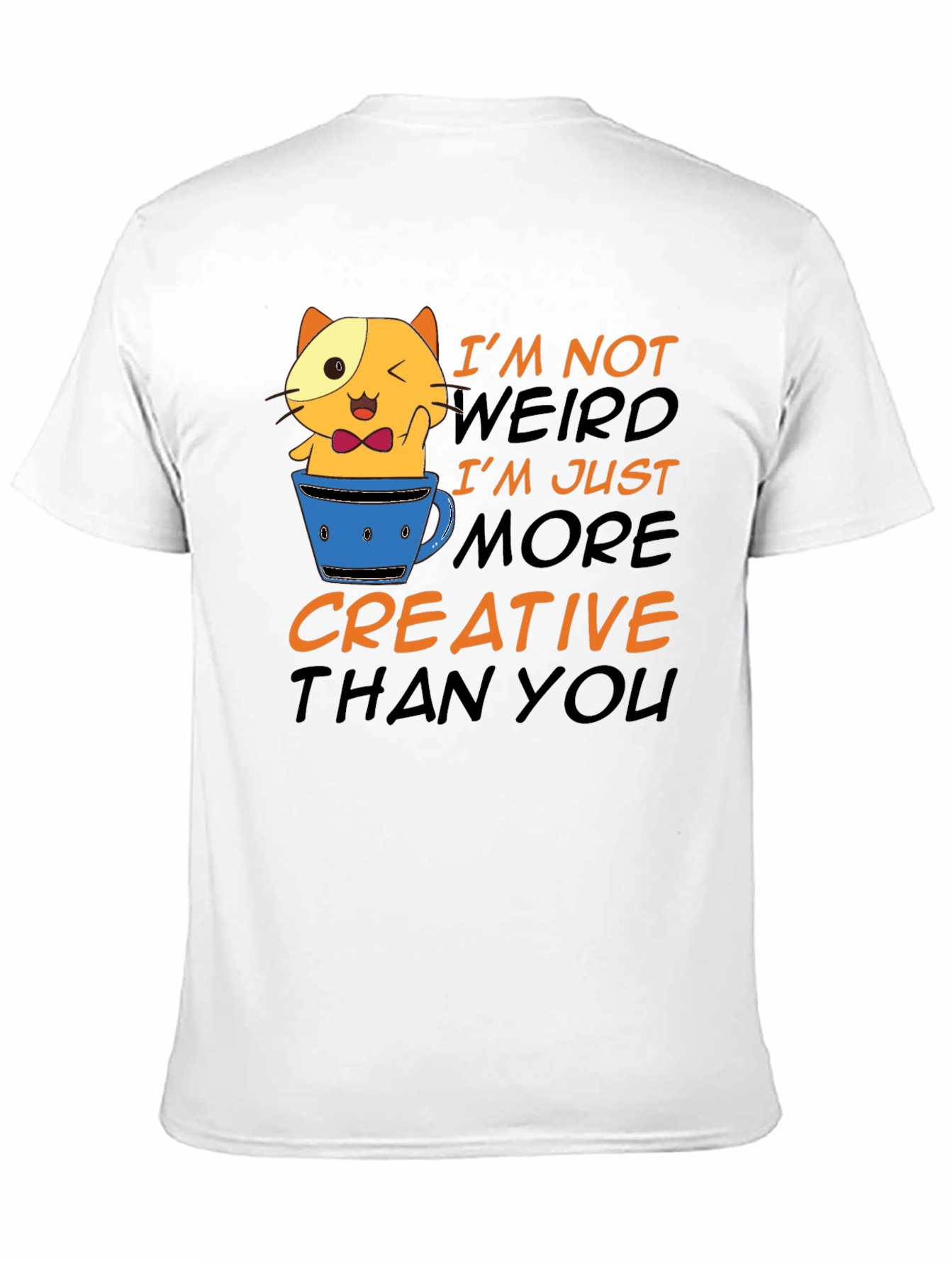 Black Creative Cat T-Shirt - Funny Graphic Tee view 11