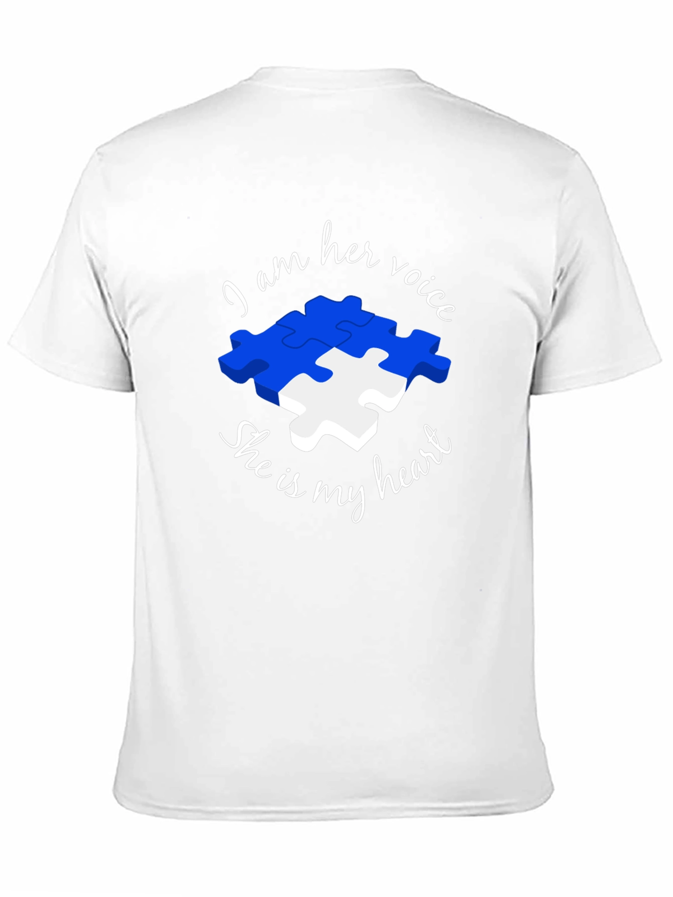 Black Autism Awareness Puzzle Piece T-Shirt - Voice and Heart view 11