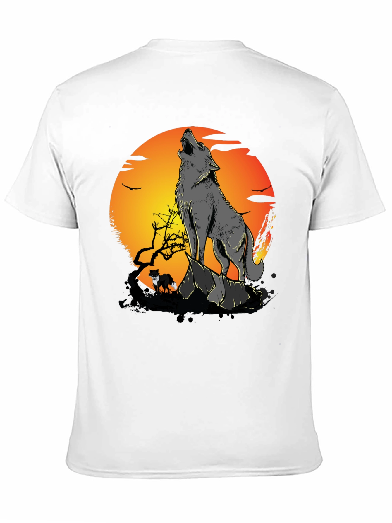 Black Wolf Howling at Moon Graphic Tee view 11