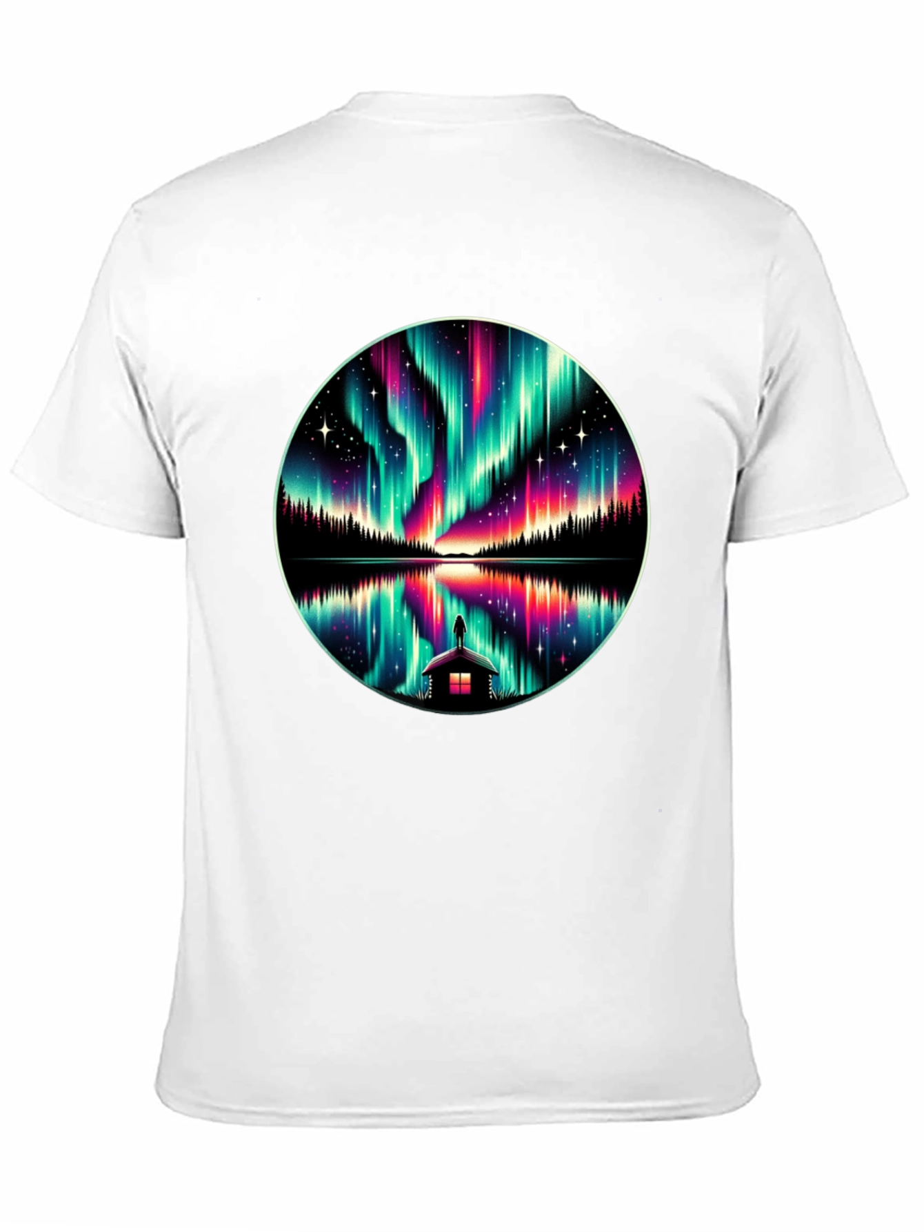 Black Aurora Borealis Reflection T-Shirt view 11