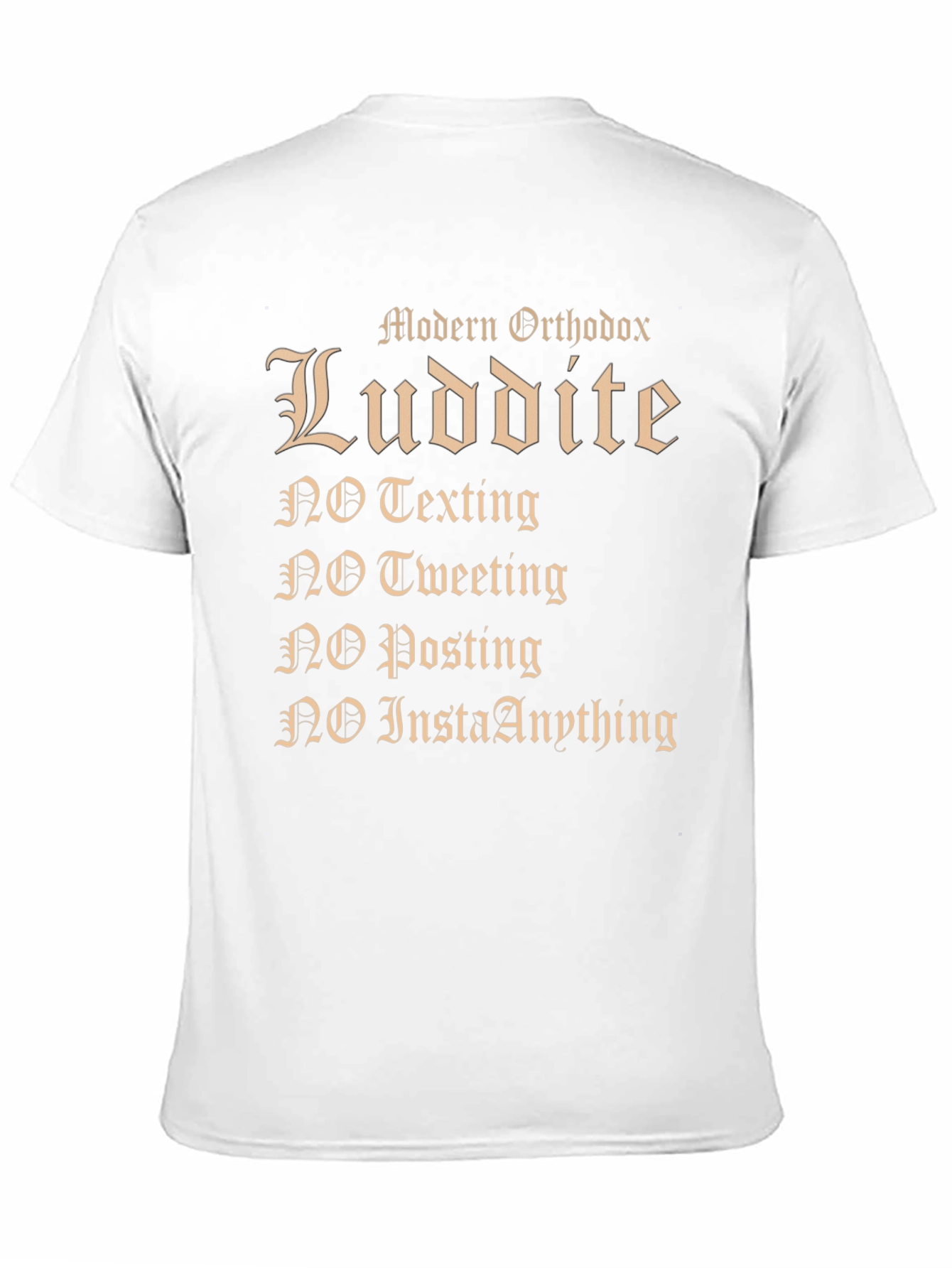 Black Modern Orthodox Luddite Novelty T-Shirt view 11