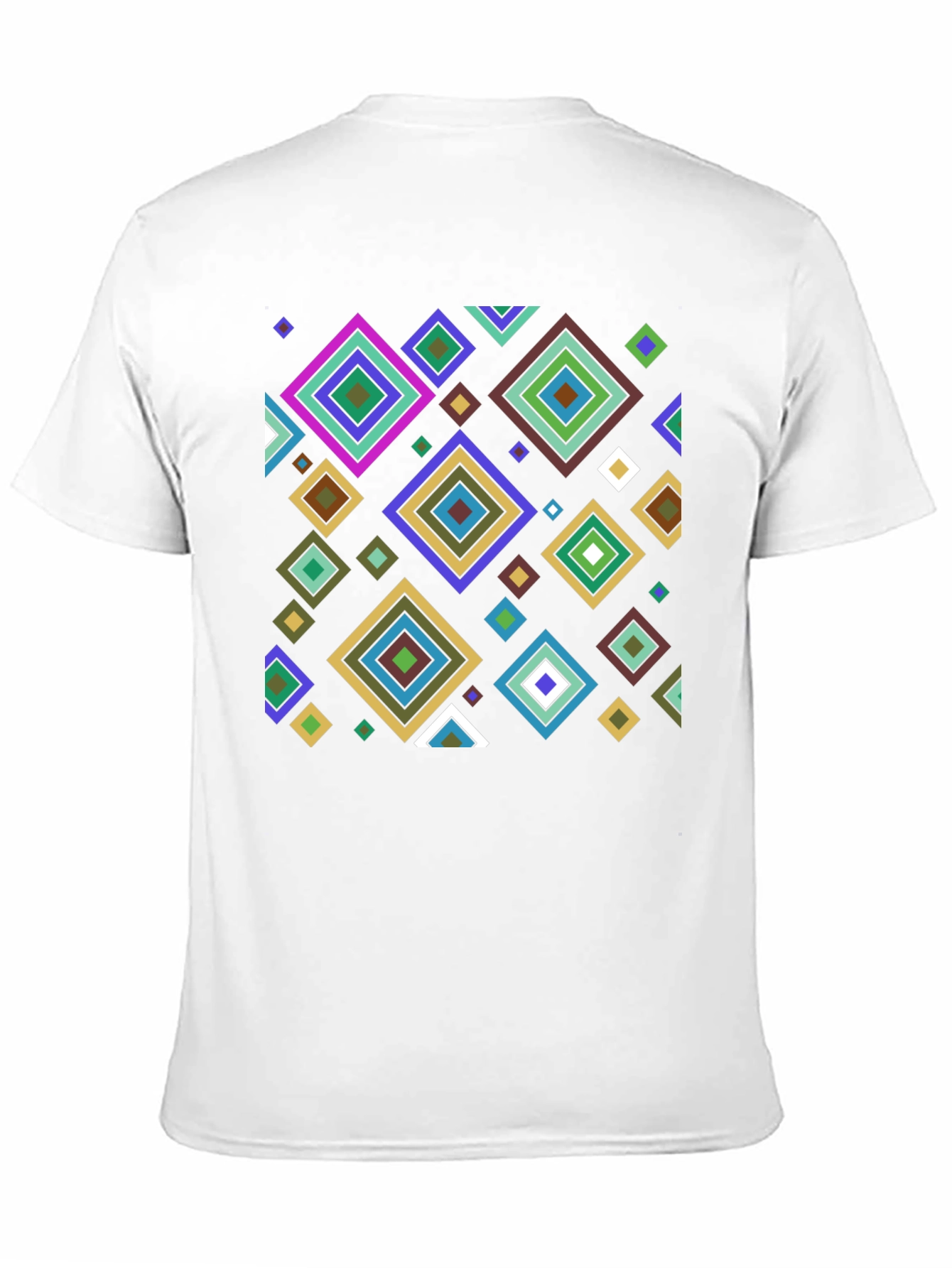 Black Geometric Diamond Pattern Black T-Shirt view 11