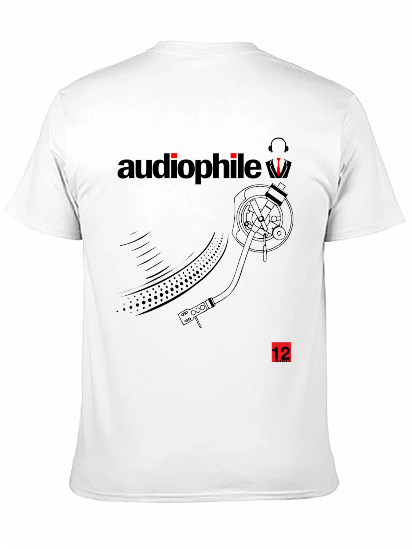 Black Audiophile T-Shirt - Record Player Graphic Tee - Black view 11