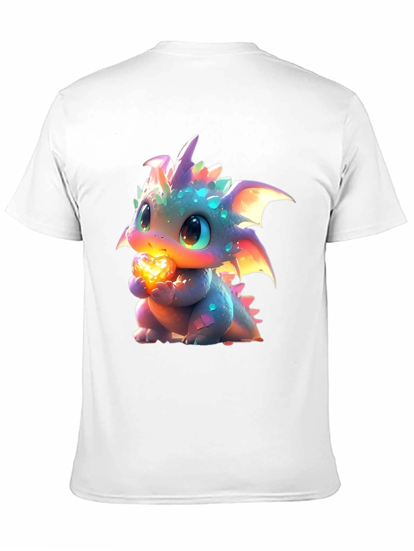 Black Cute Dragon Holding Heart Graphic T-Shirt view 11