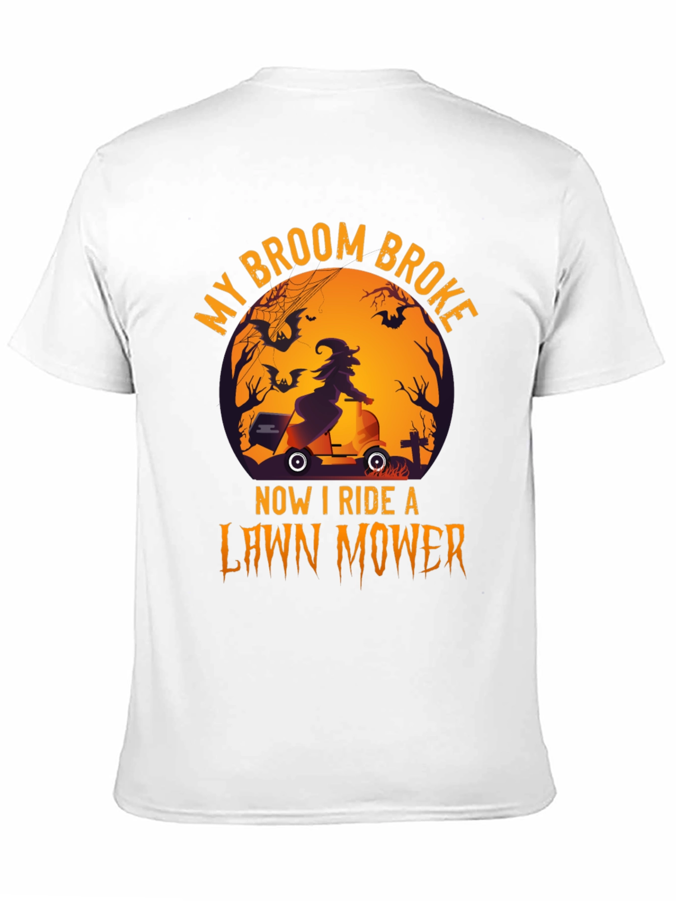 Black Halloween Witch Lawn Mower T-Shirt view 11