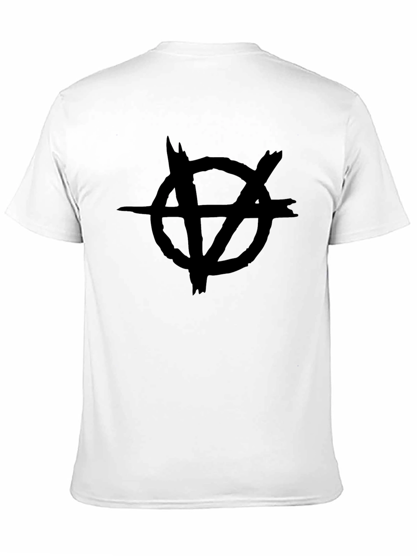 Black Distressed Circle V Symbol Black T-Shirt view 11