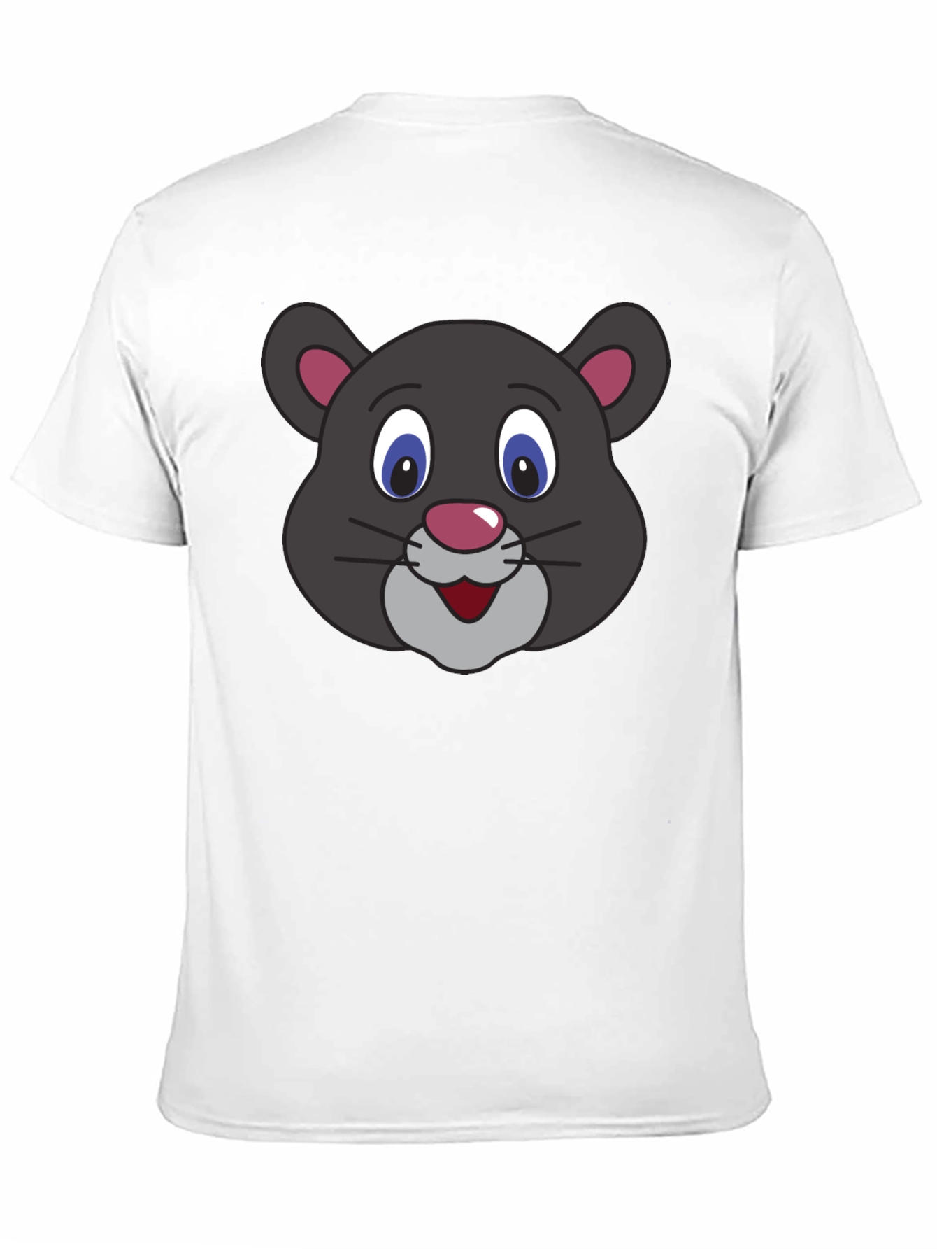 Black Cute Cartoon Panther Face Black T-Shirt view 11