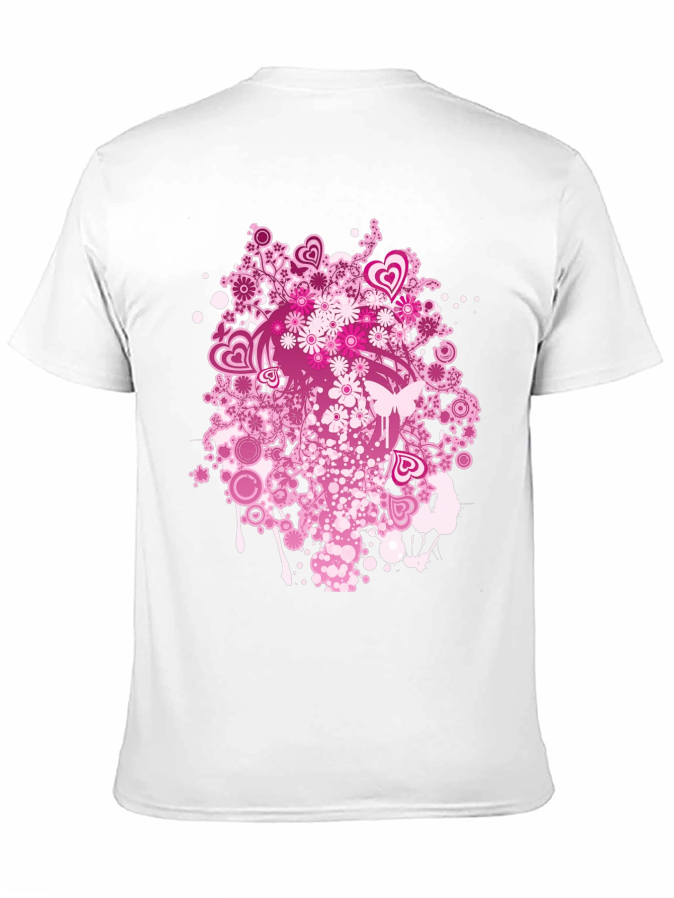 Black Floral Heart Print Black T-Shirt view 11