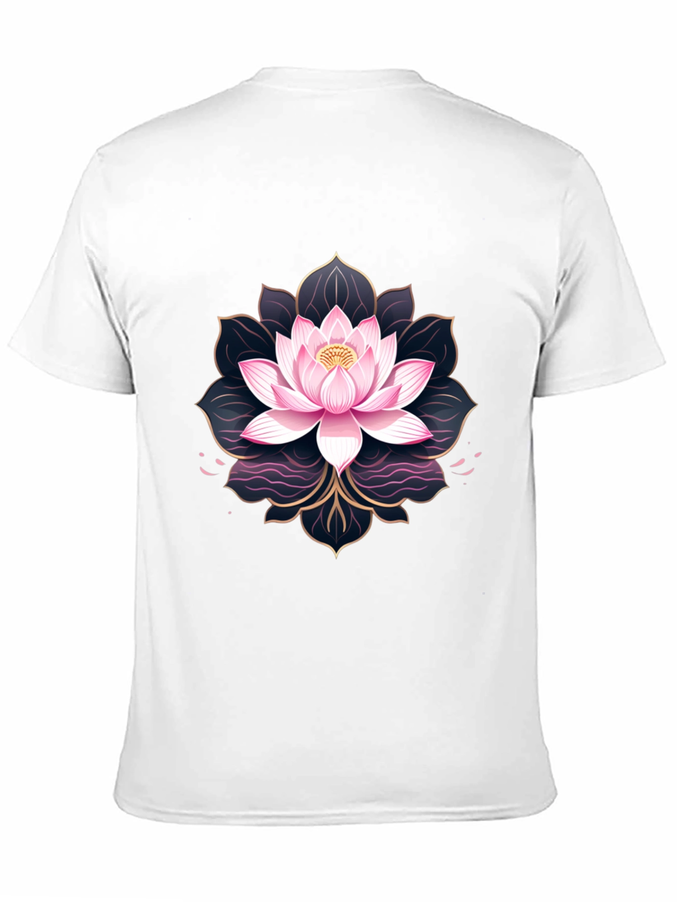 Black Lotus Flower Graphic Print Men's Black T-Shirt view 11
