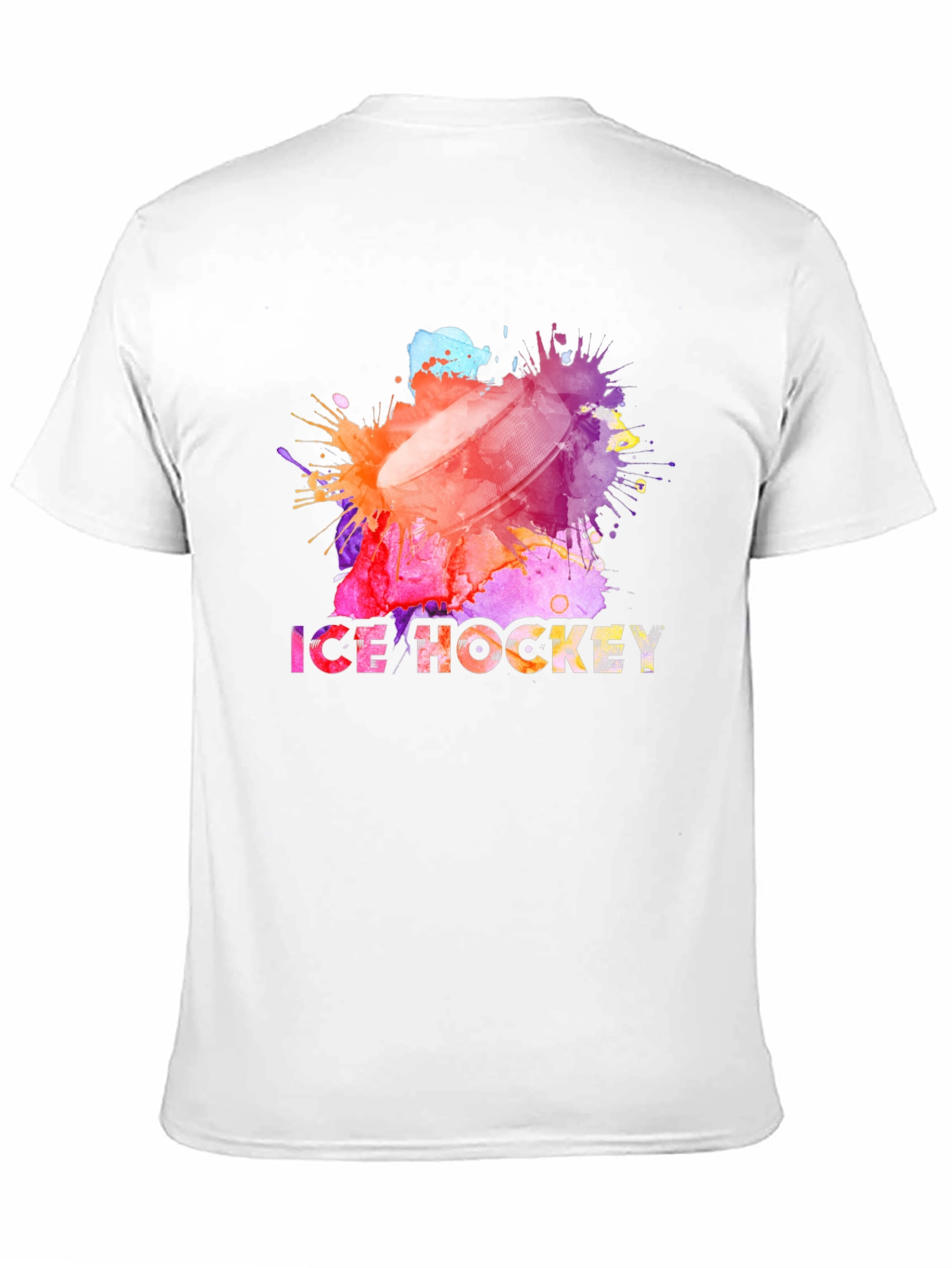 Black Watercolor Ice Hockey Graphic T-Shirt view 11