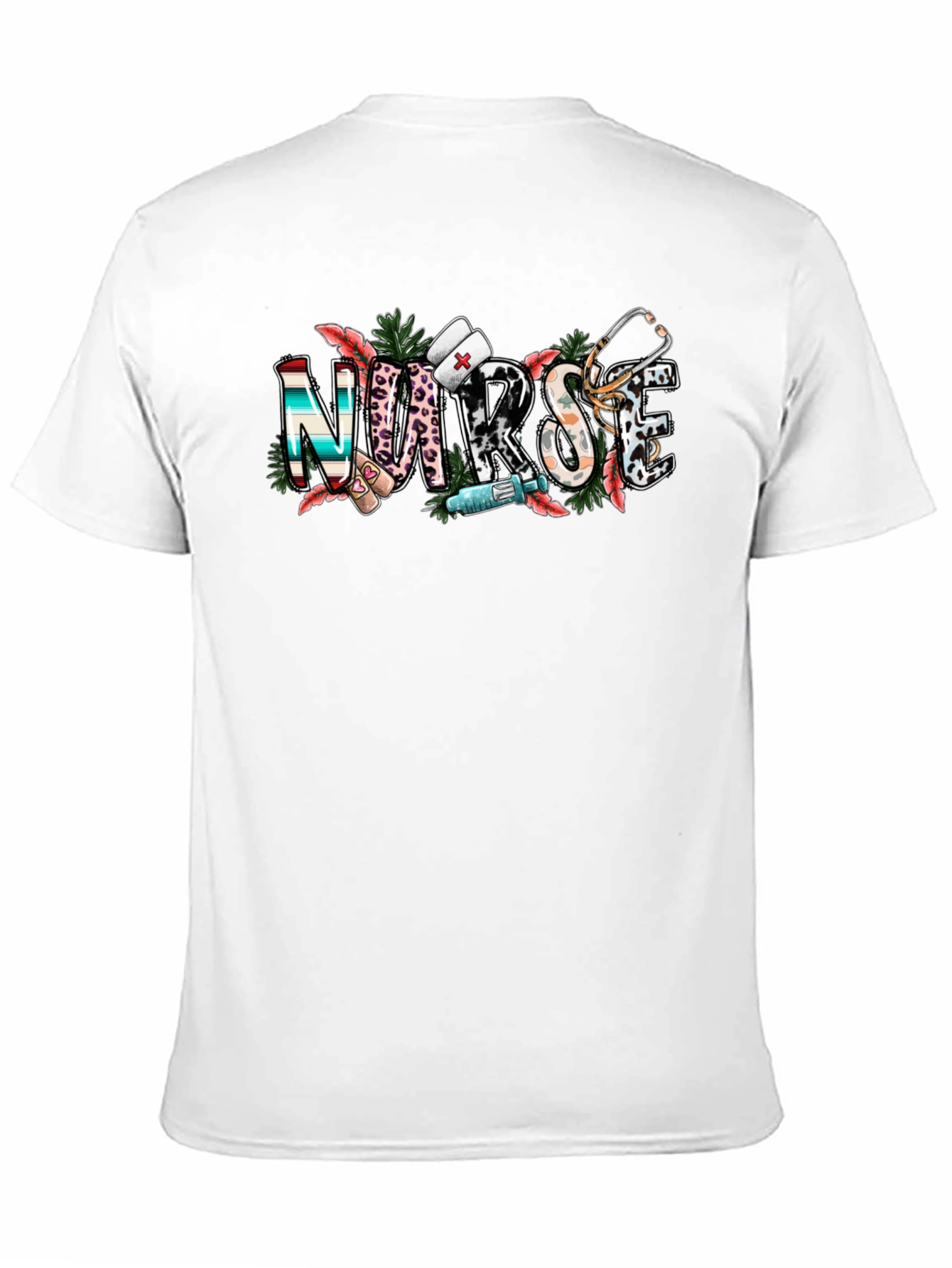 Black Nurse Patterned Graphic T-Shirt view 11