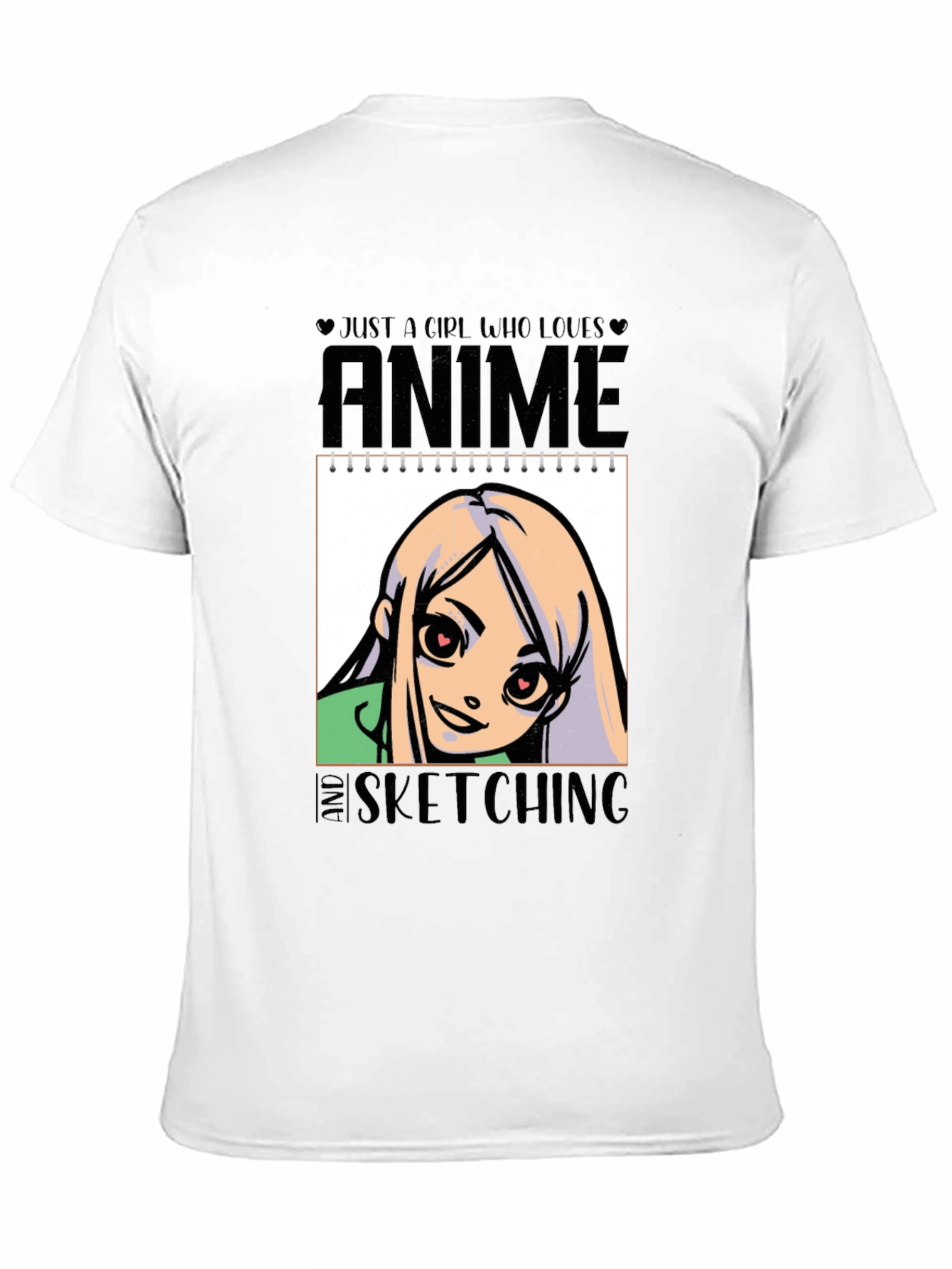 Black Anime and Sketching Girl's T-Shirt view 11