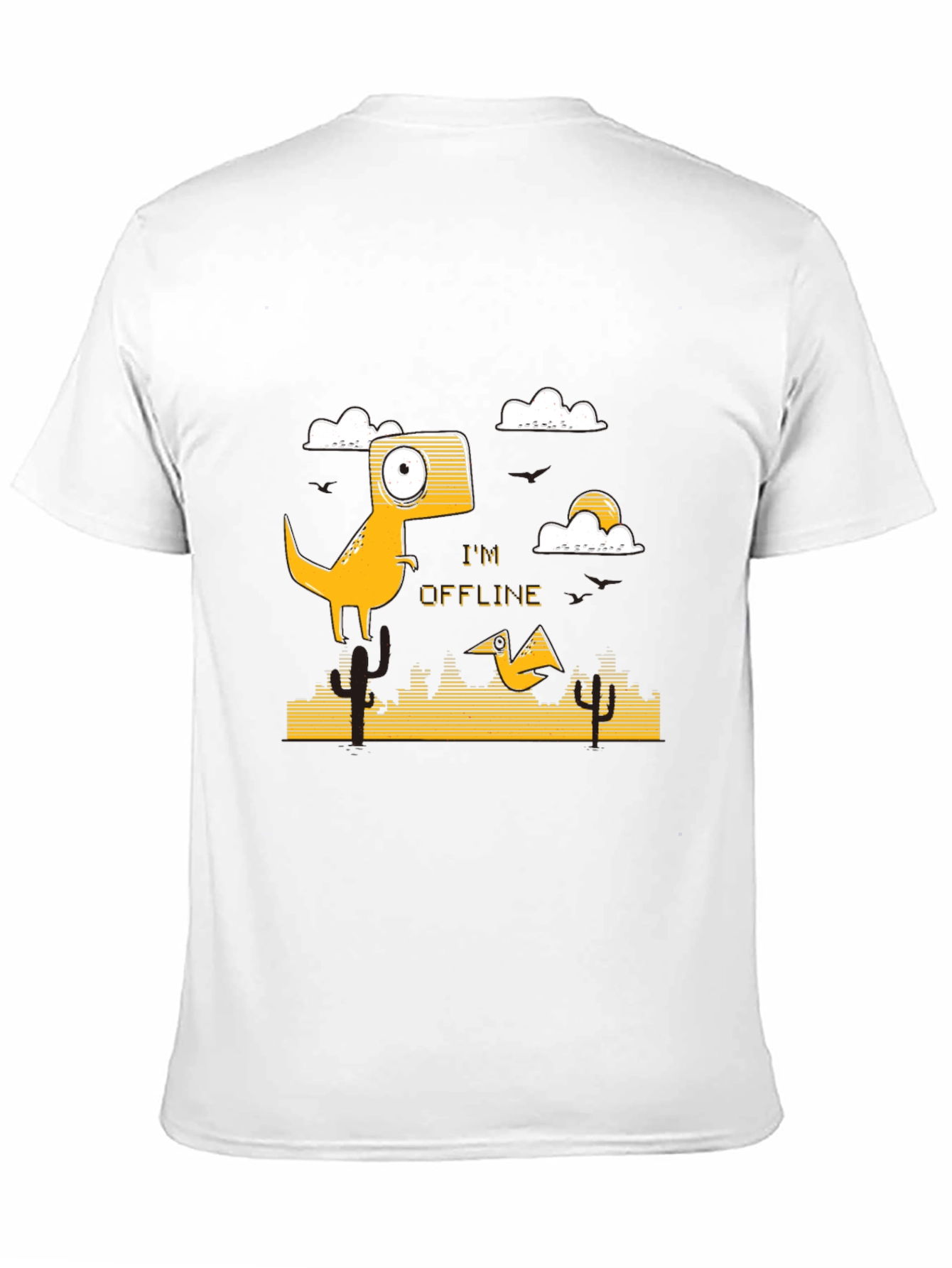 Black I'm Offline T-Shirt - Dinosaur Design - Black view 11