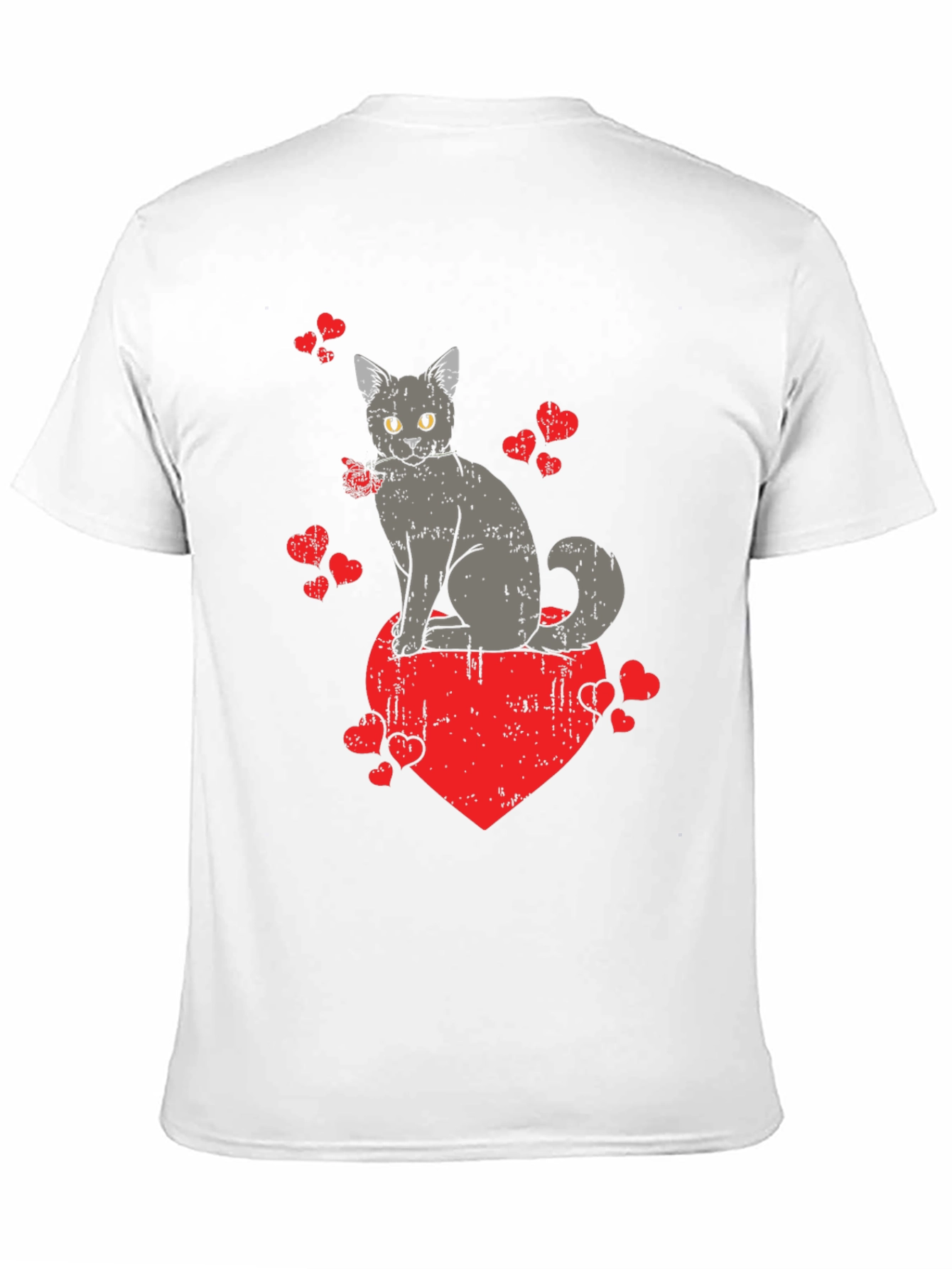 Black Cat Heart Valentine's Day Graphic T-Shirt view 11