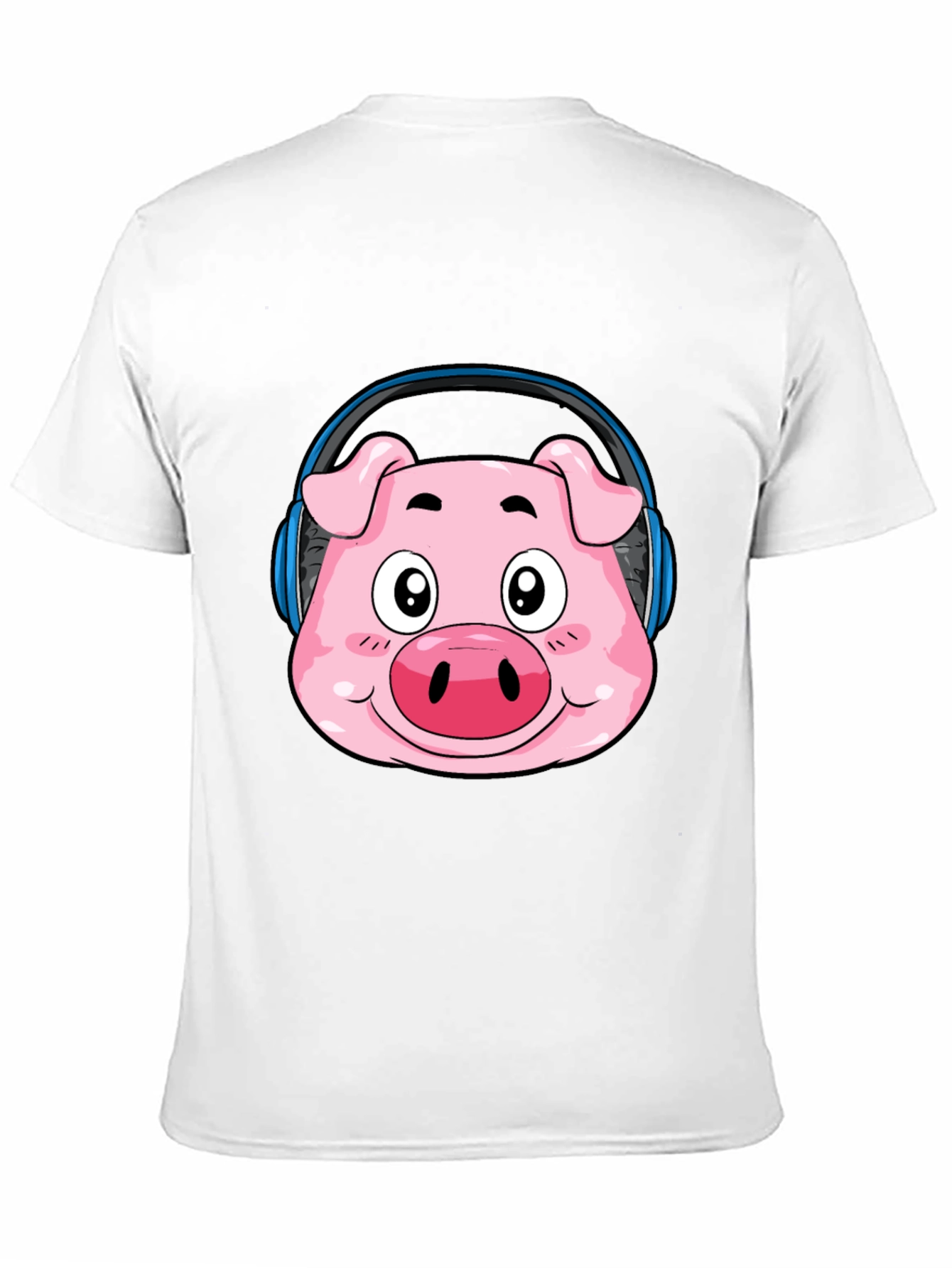 Black Pig Headphone T-Shirt - Funny Cartoon Animal Tee view 11
