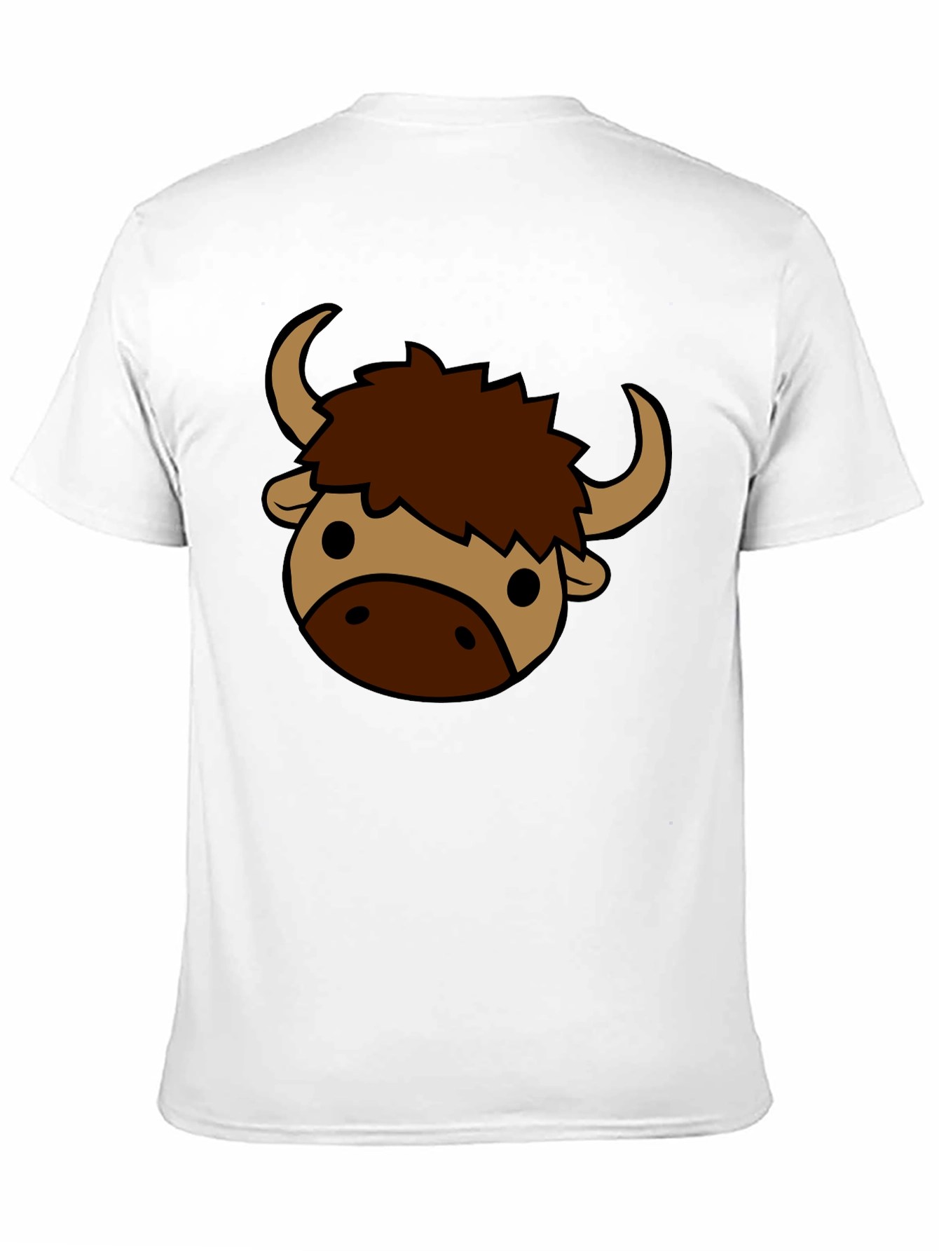 Black Cartoon Yak Graphic Tee - Black Cotton T-Shirt view 11
