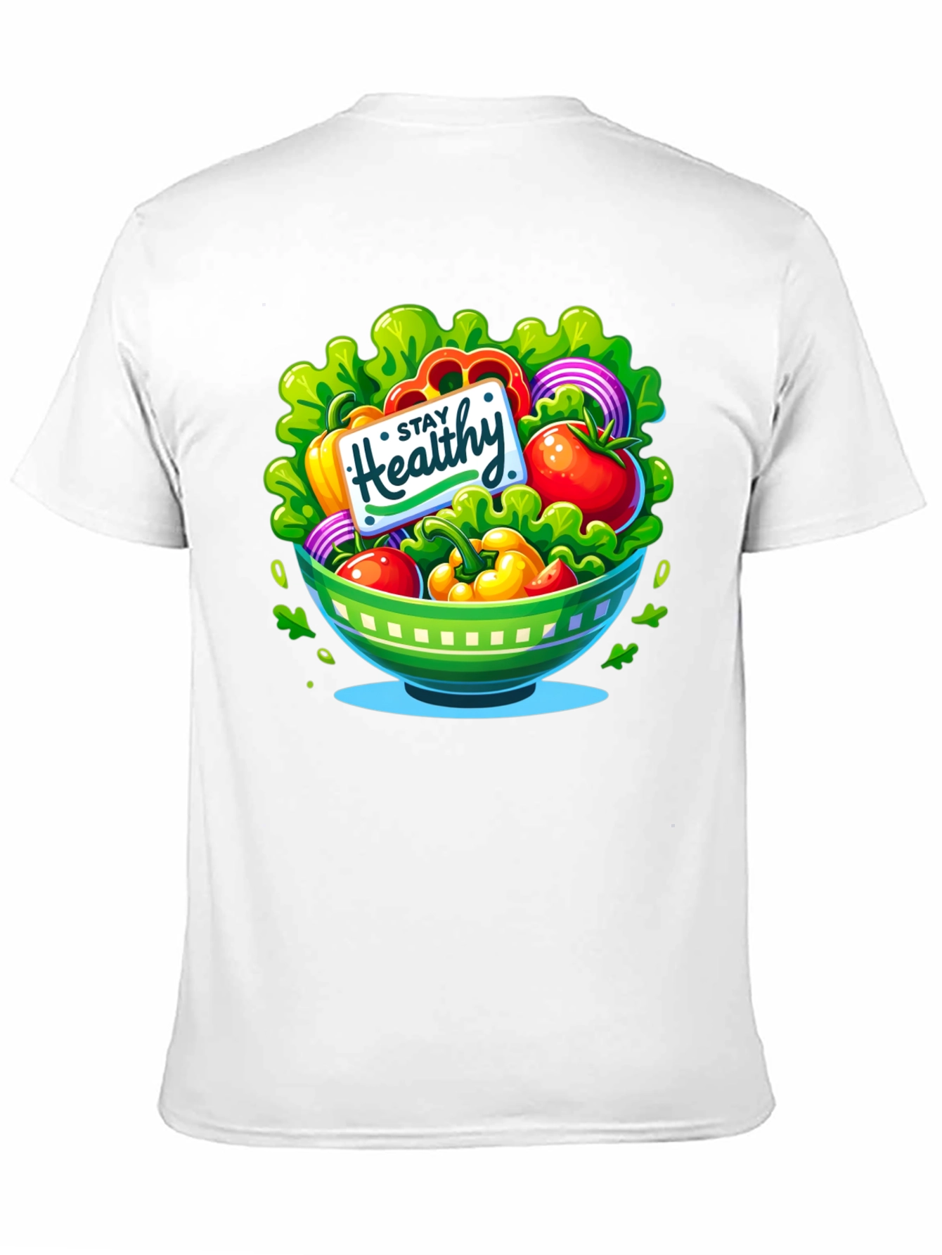 Black Stay Healthy Salad Bowl Graphic Tee view 11