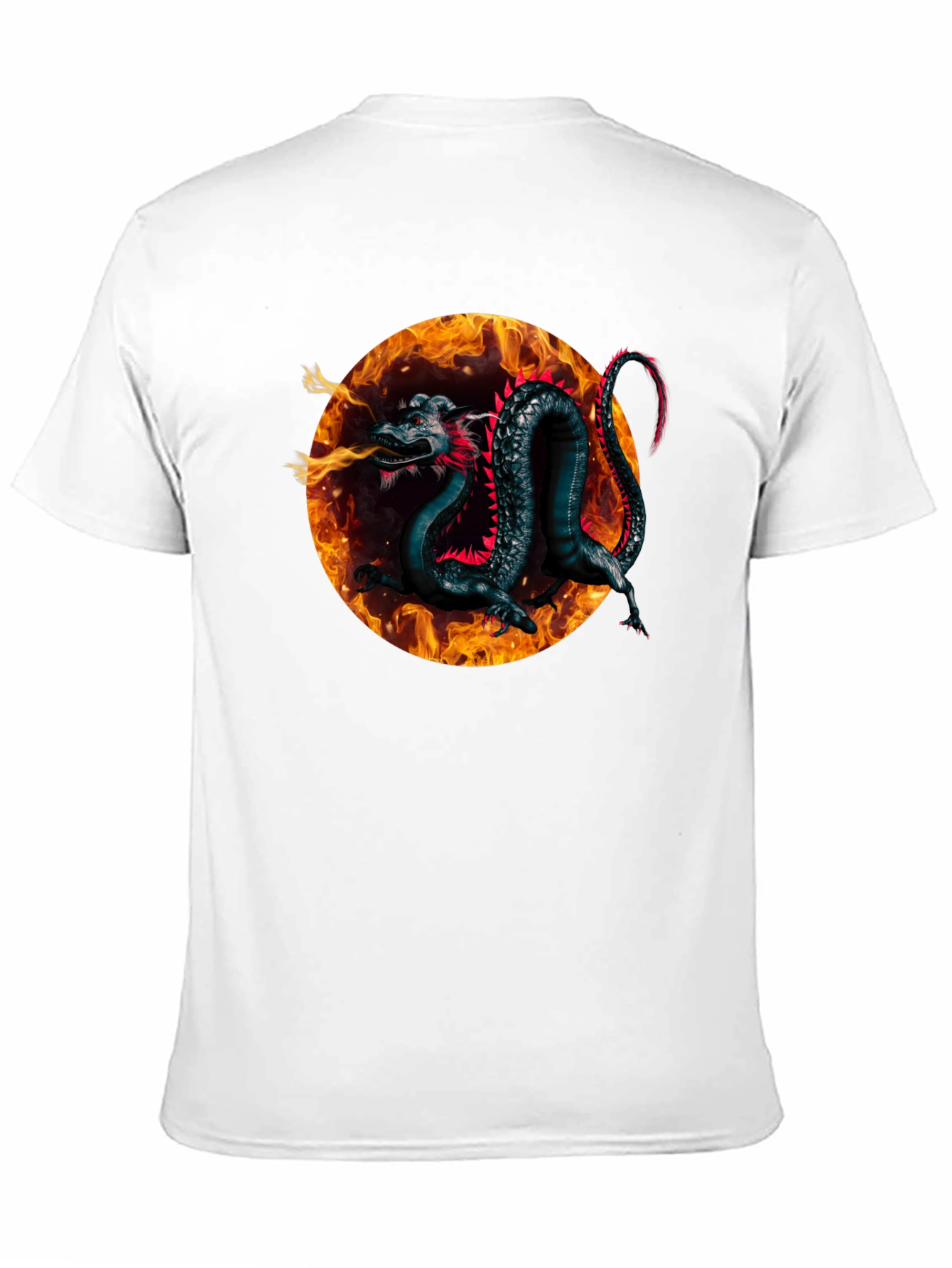 Black Fiery Dragon Graphic Black T-Shirt view 11